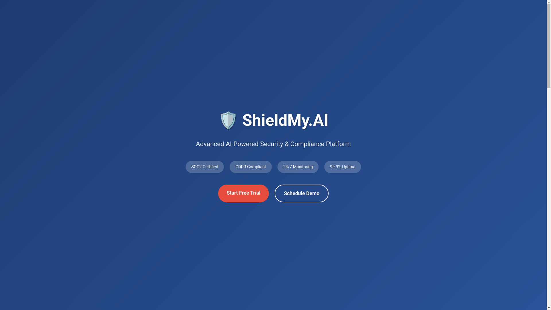 website screenshot of https://shieldmy.ai/