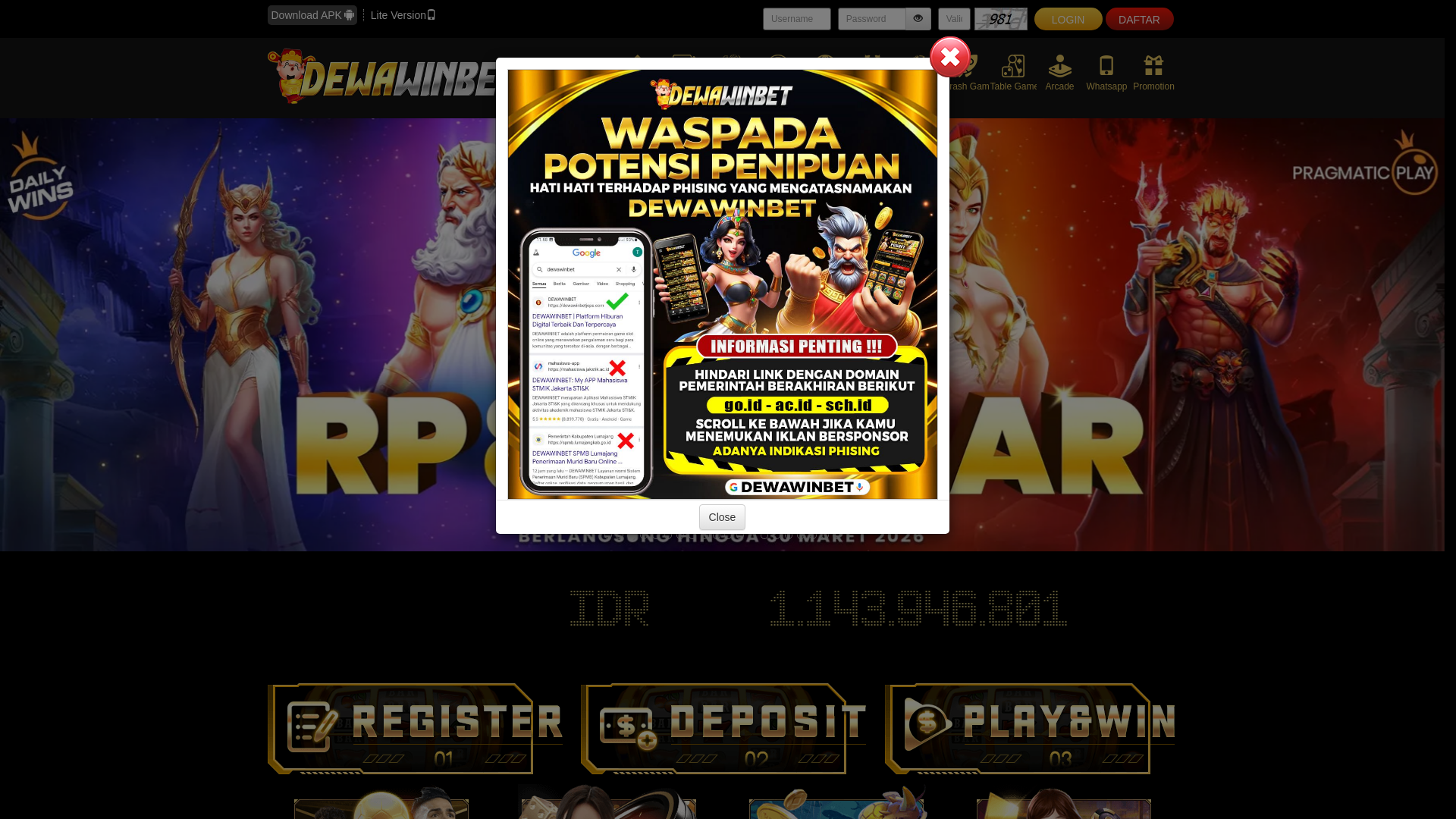 website screenshot of https://dewawinbetampuh.com/