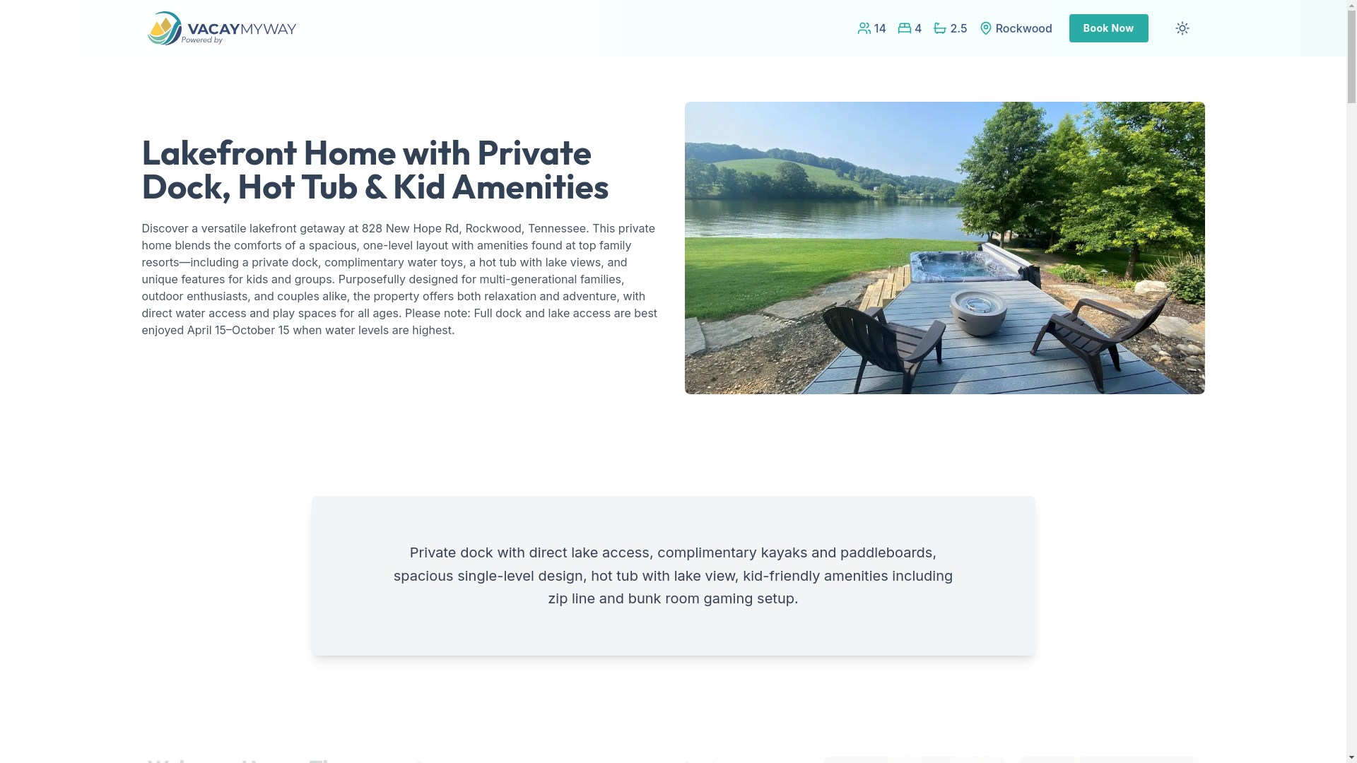 website screenshot of https://tranquilbarlake.rentals/