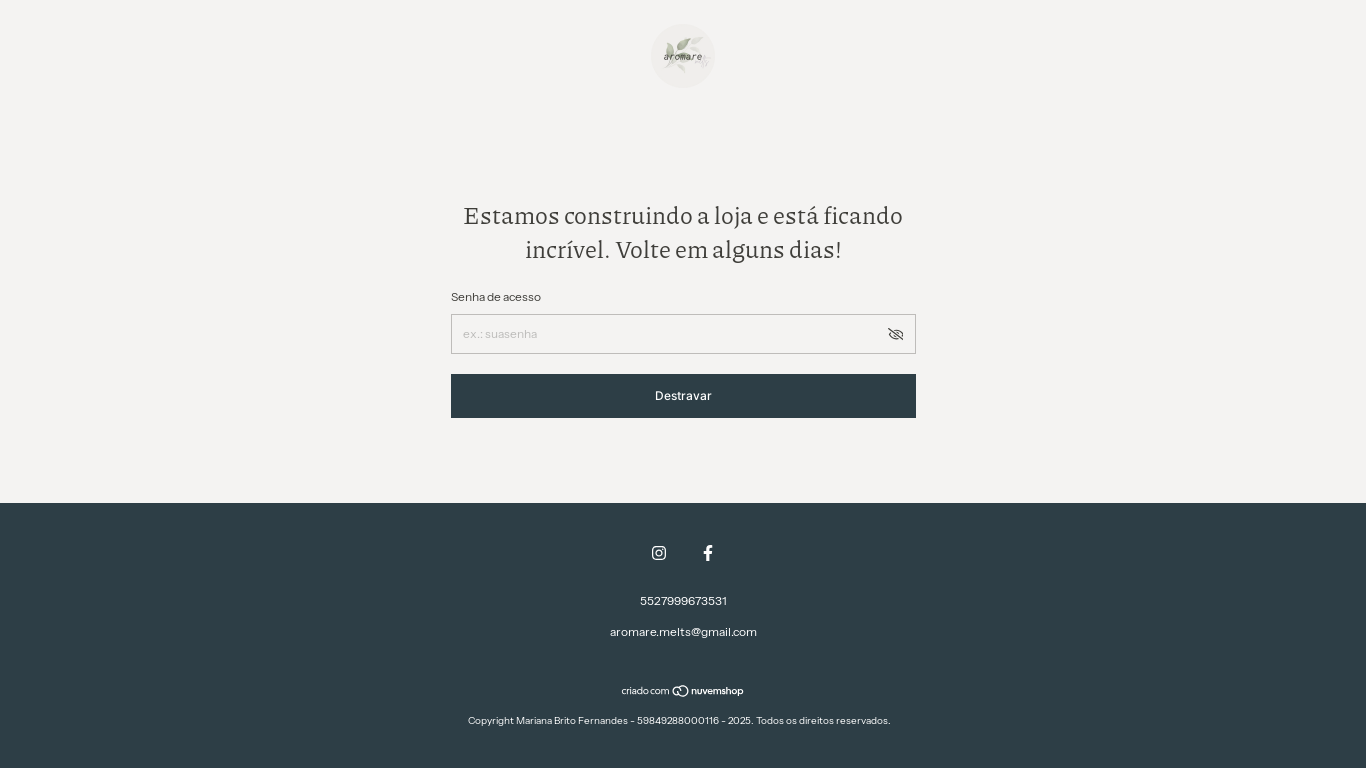 website screenshot of https://aromaremelts.com.br/