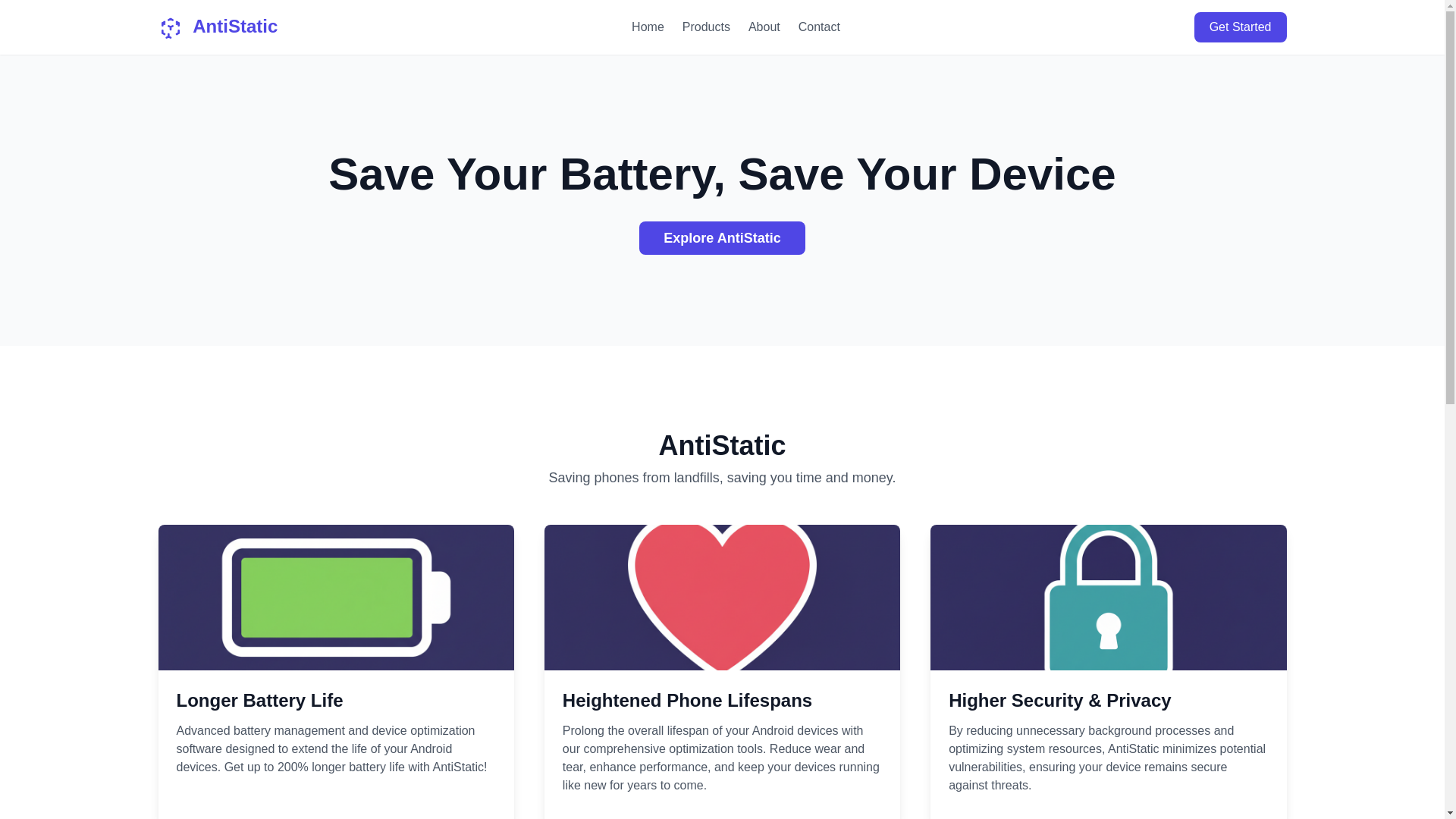 website screenshot of https://antistatic.app/