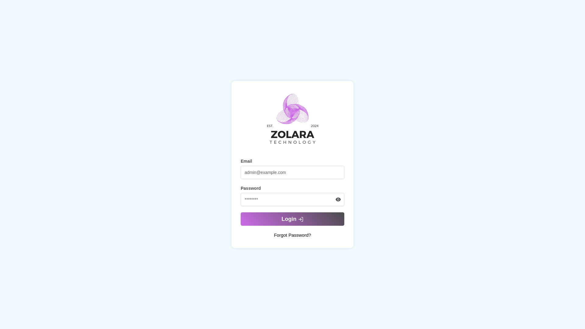 website screenshot of https://zolaratechnology.com/