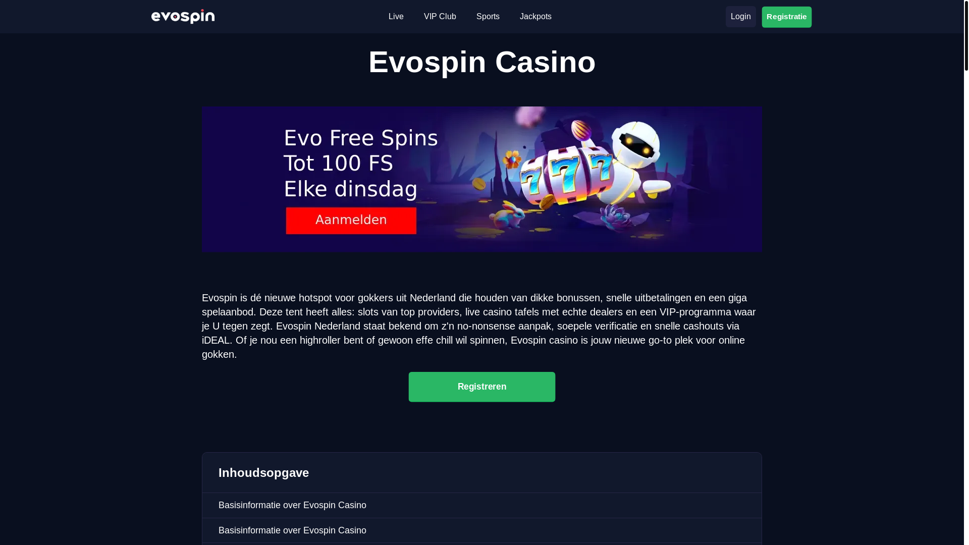 website screenshot of https://evospin-com-nl-5518.pages.dev/