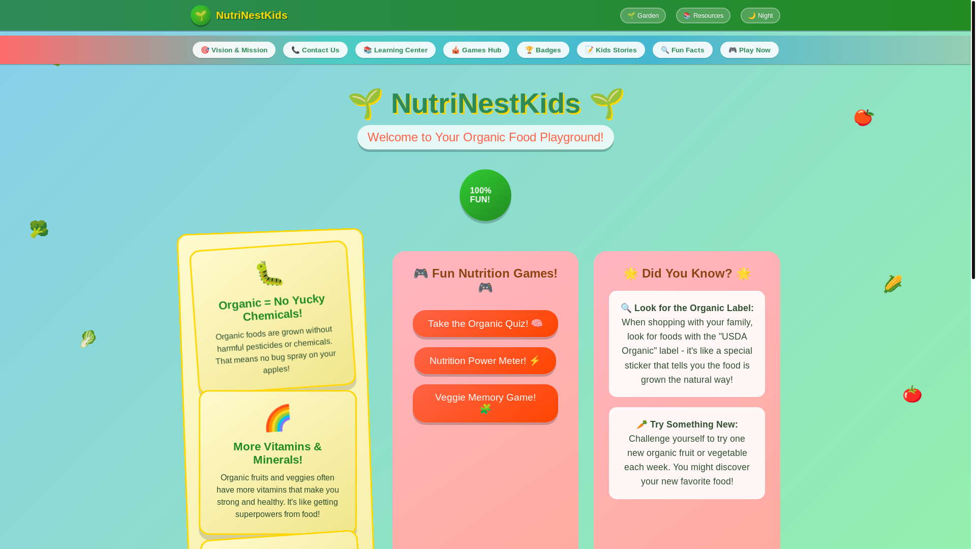 website screenshot of https://nutrinestkids.food/
