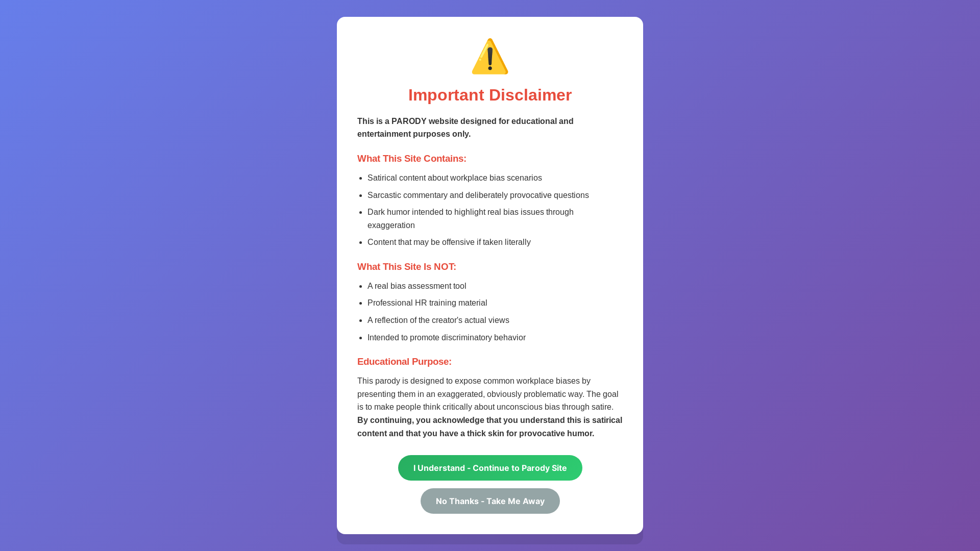 website screenshot of https://deliberatebias.app/