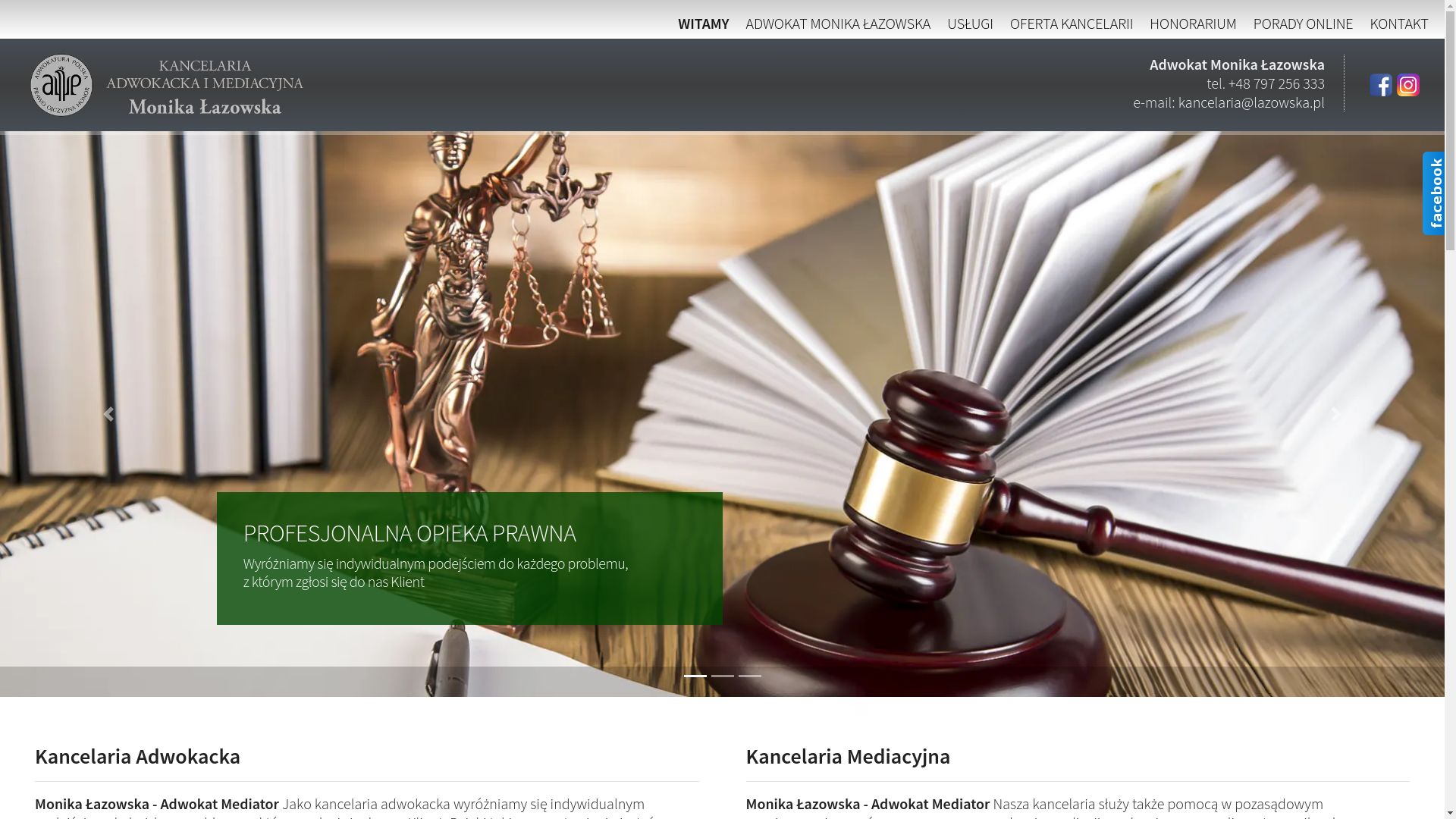 website screenshot of https://monikalazowska.pl/