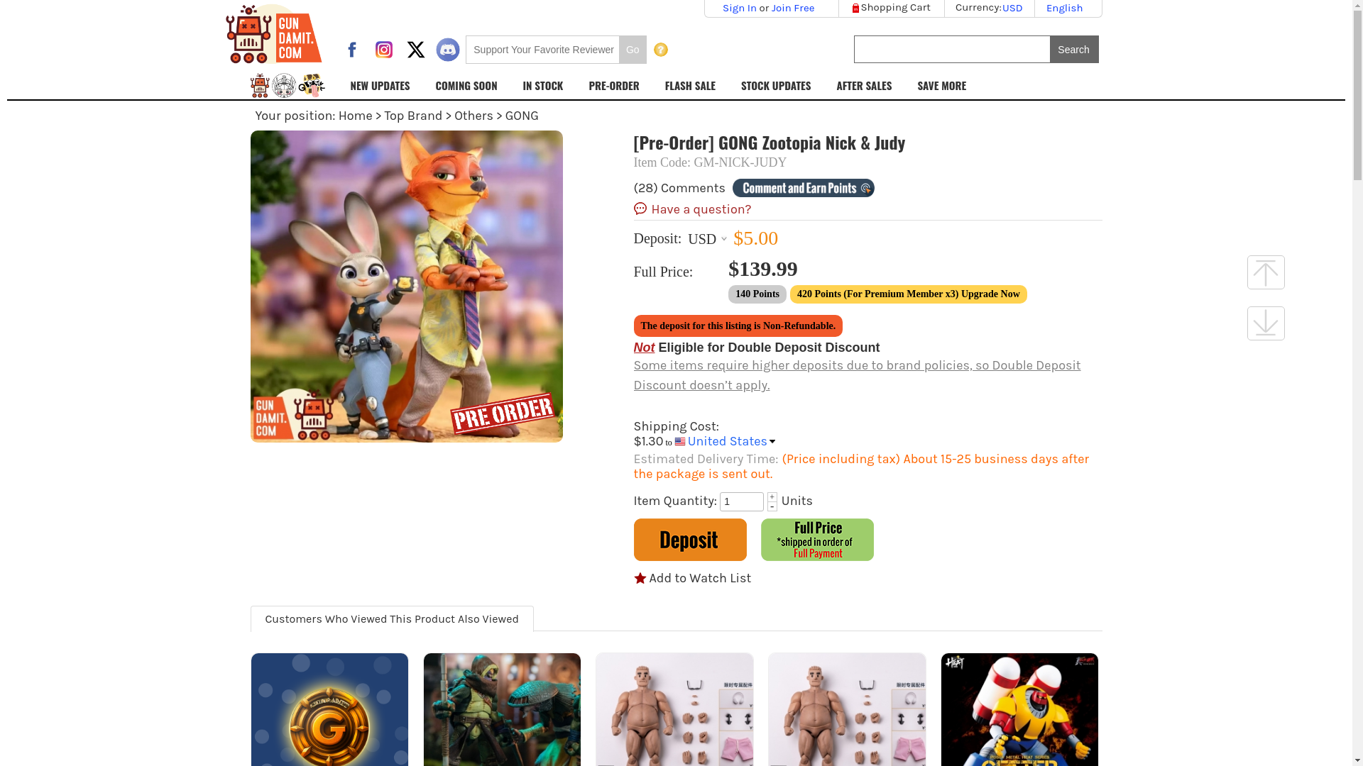 website screenshot of https://gundamit.com/gong-zootopia-nick-judy_p8135.html