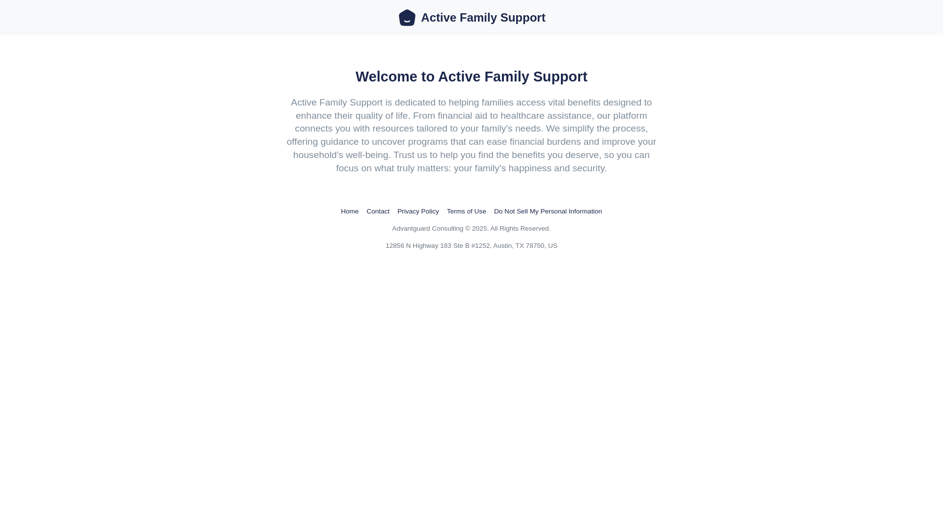 website screenshot of https://activefamilysupport.com/