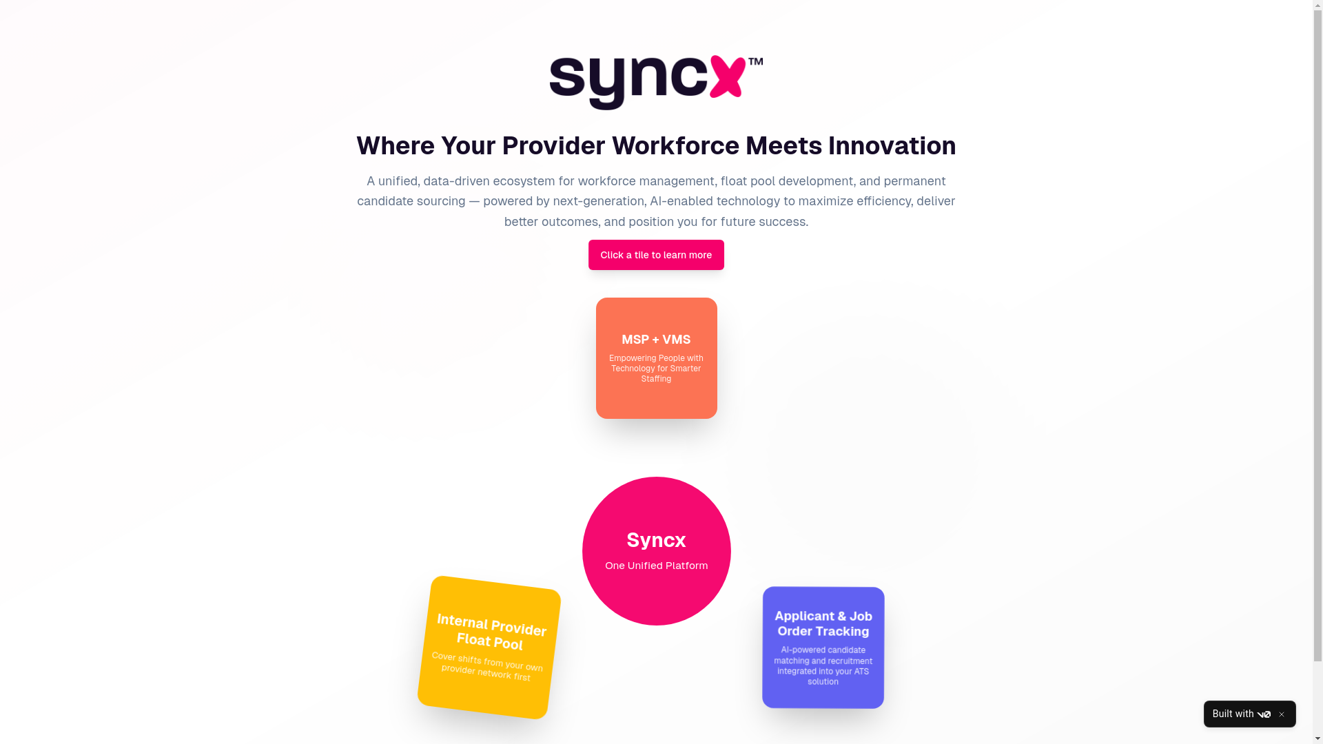 website screenshot of https://syncxexperience.com/
