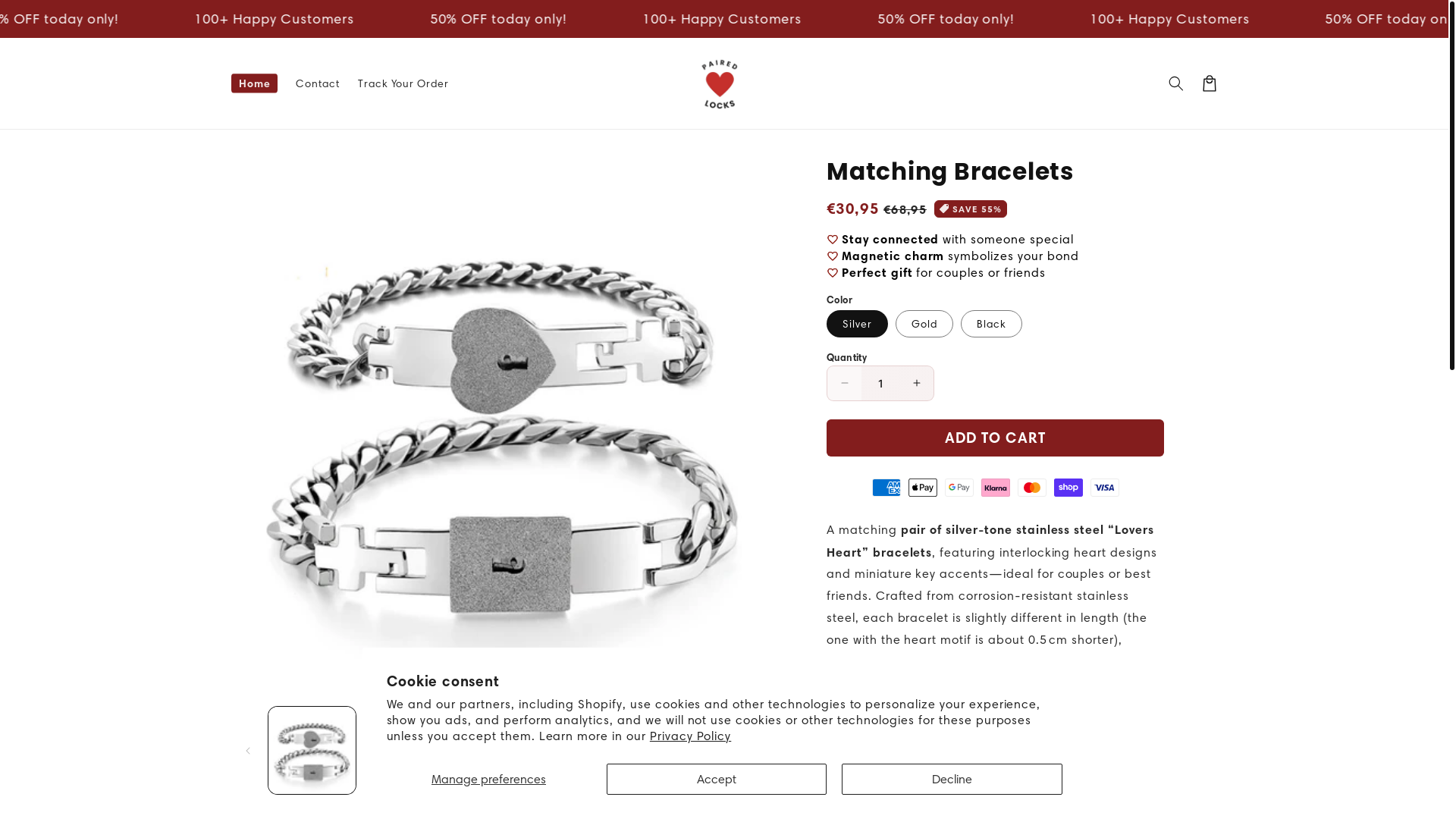 website screenshot of https://pairedlocks.shop/
