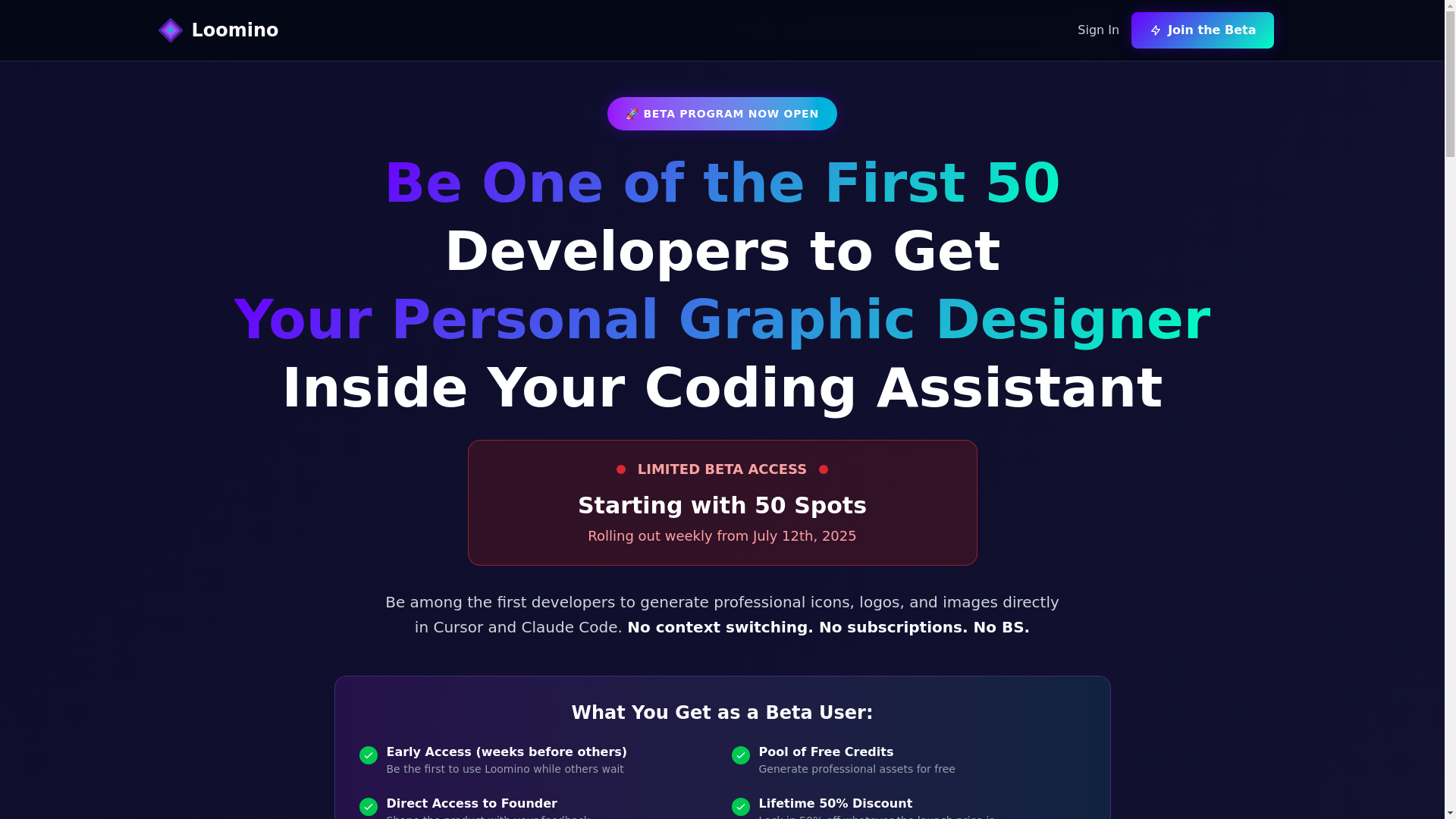 website screenshot of https://loomino-staging.pages.dev/