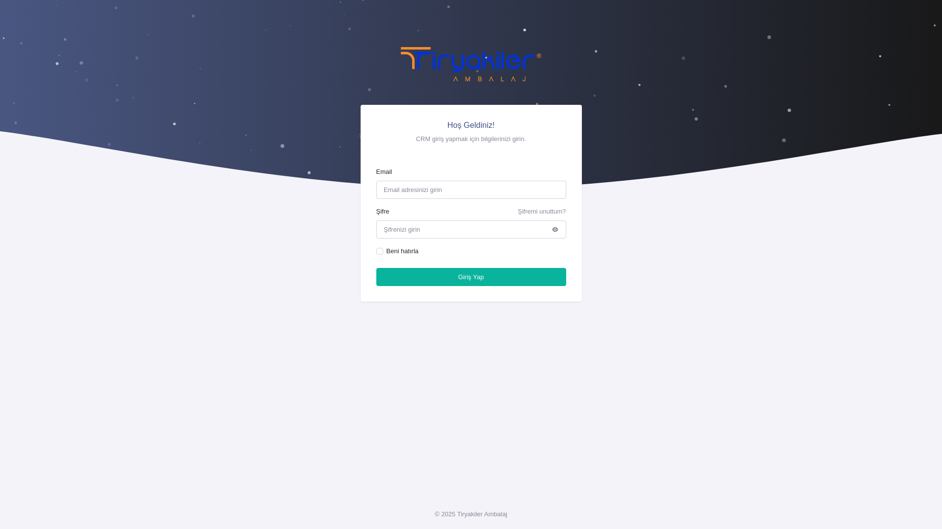 website screenshot of https://tiryakilercrm.com/