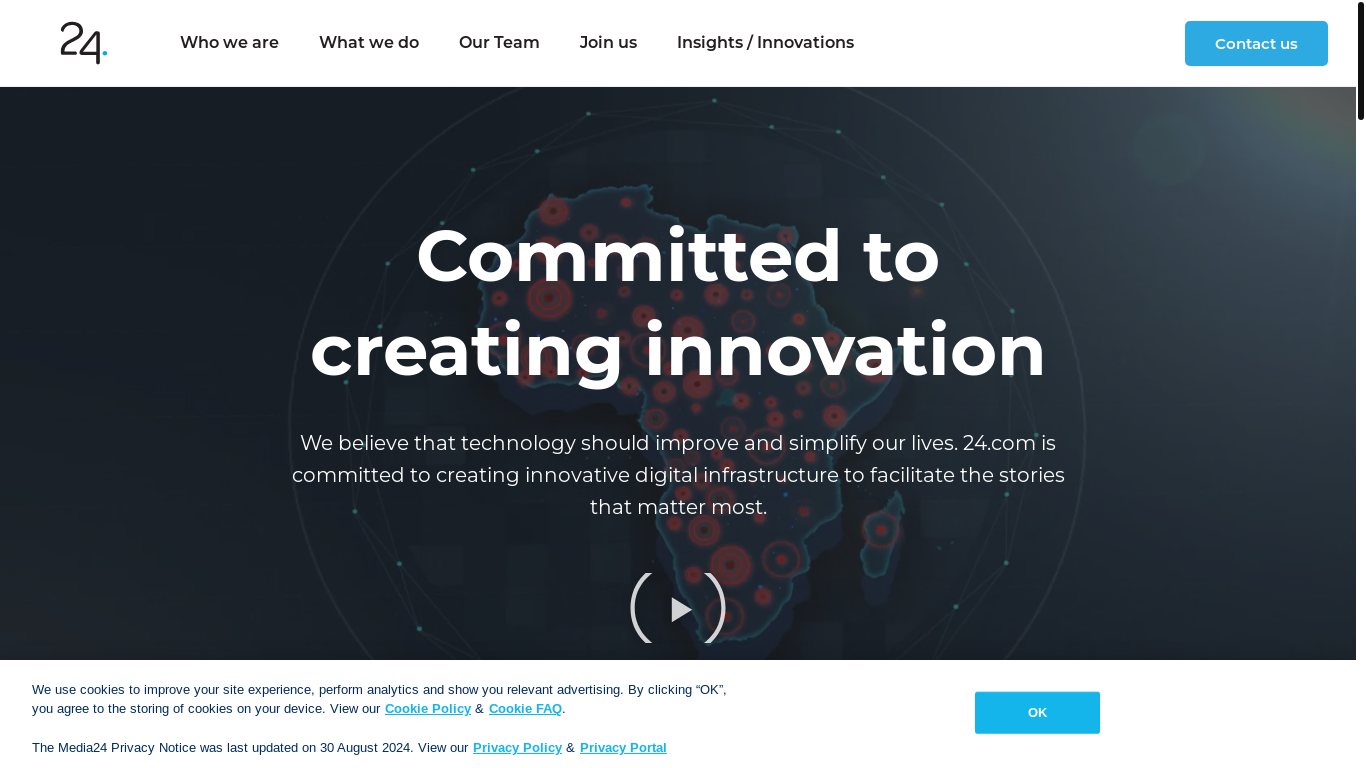 website screenshot of https://24.com/