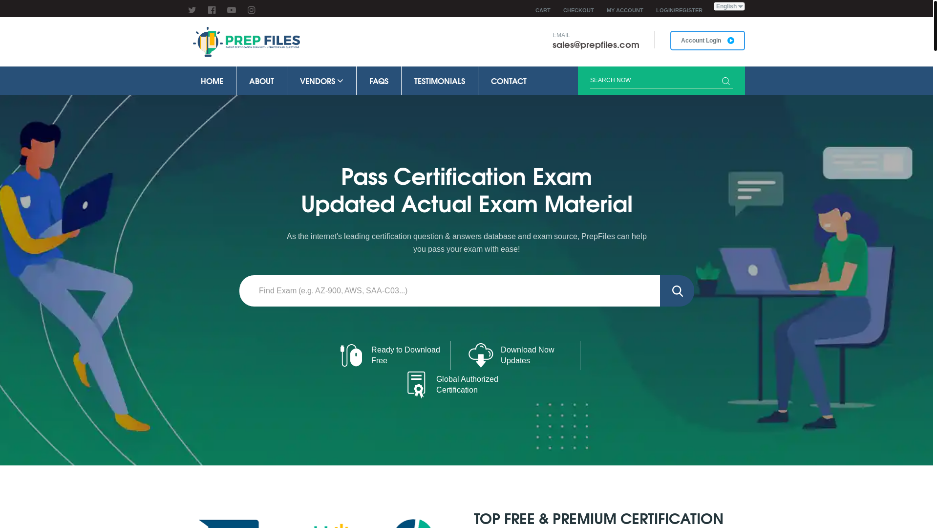 website screenshot of https://prepfiles.com/
