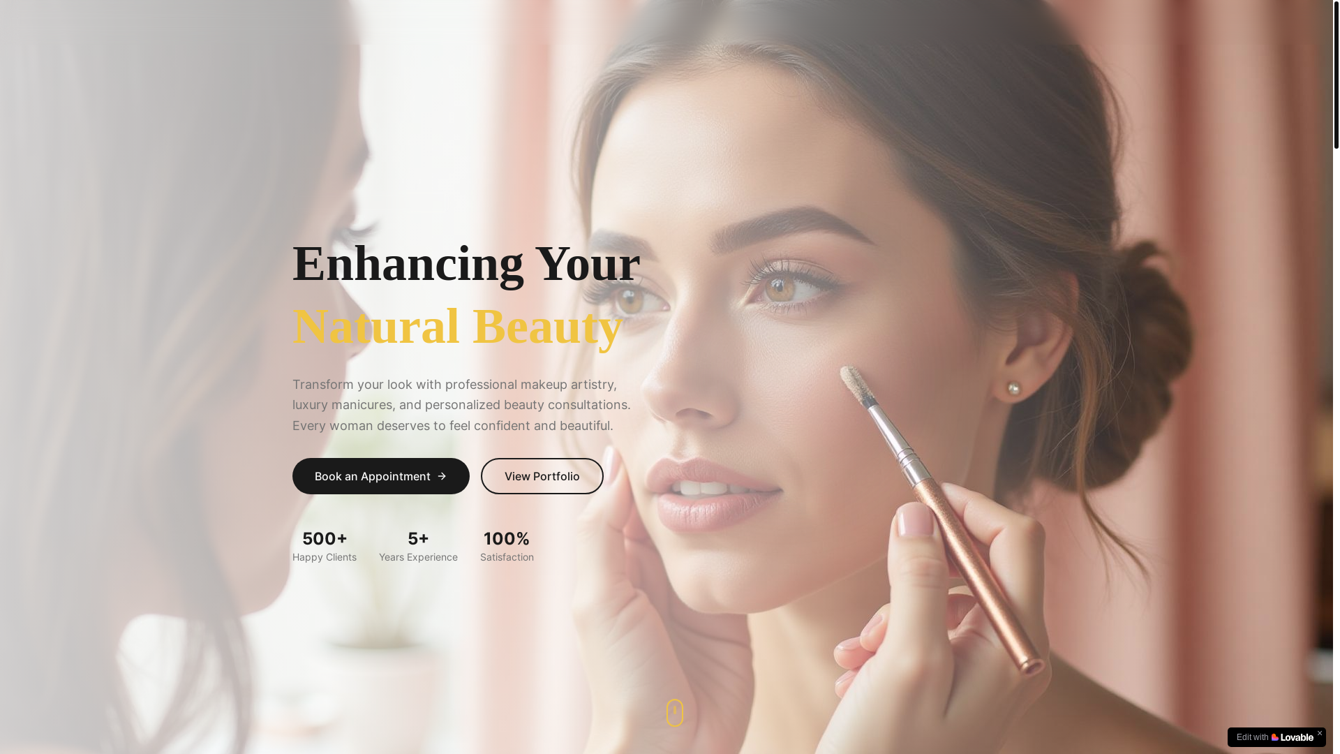 website screenshot of https://teeinvoguemakeup.com/