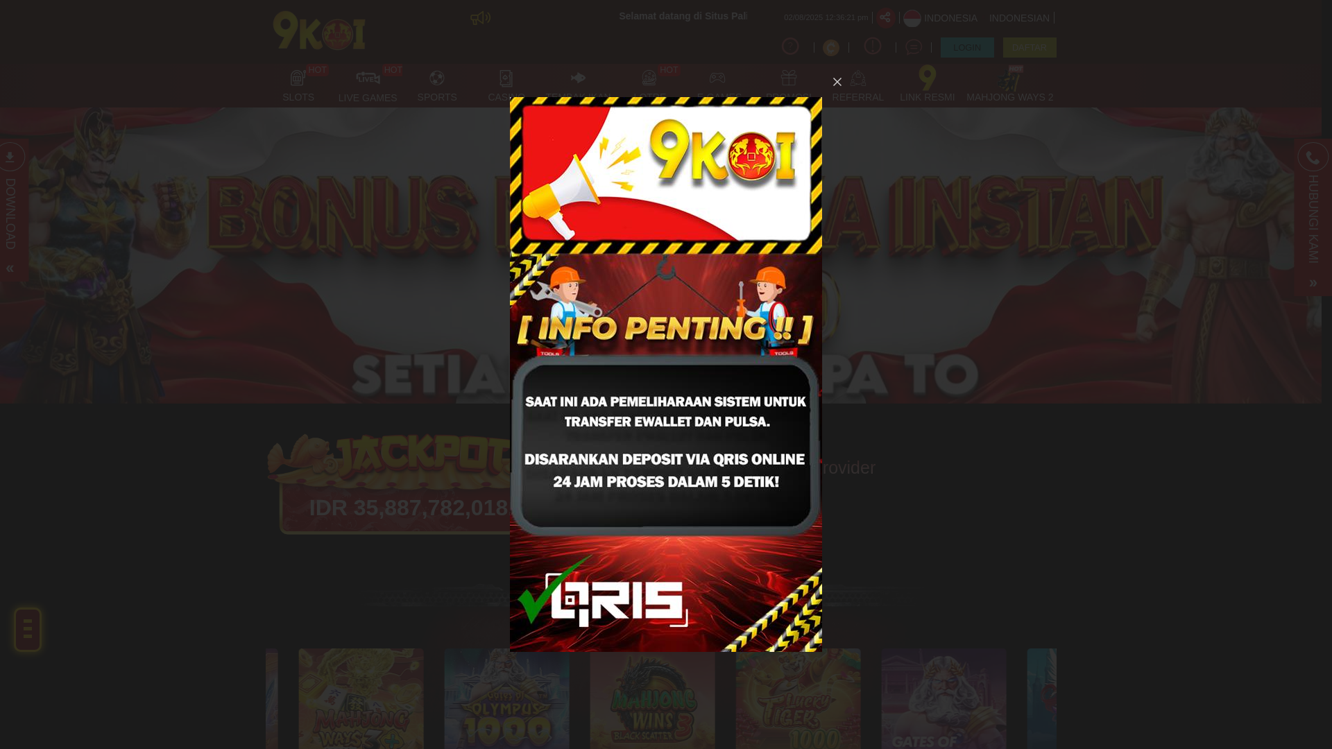 website screenshot of https://main9koi.store/