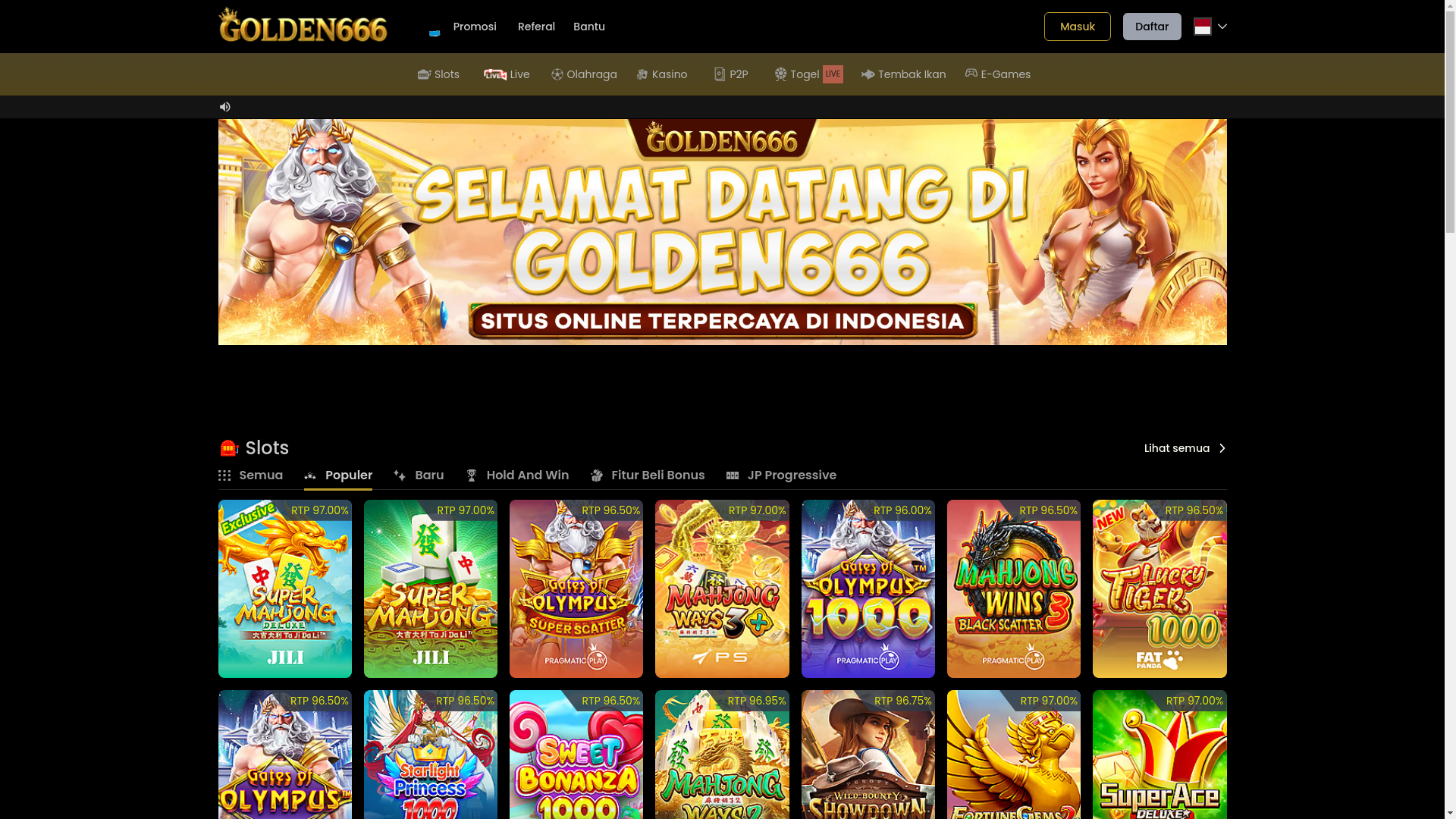 website screenshot of https://golden666adacinta.com/