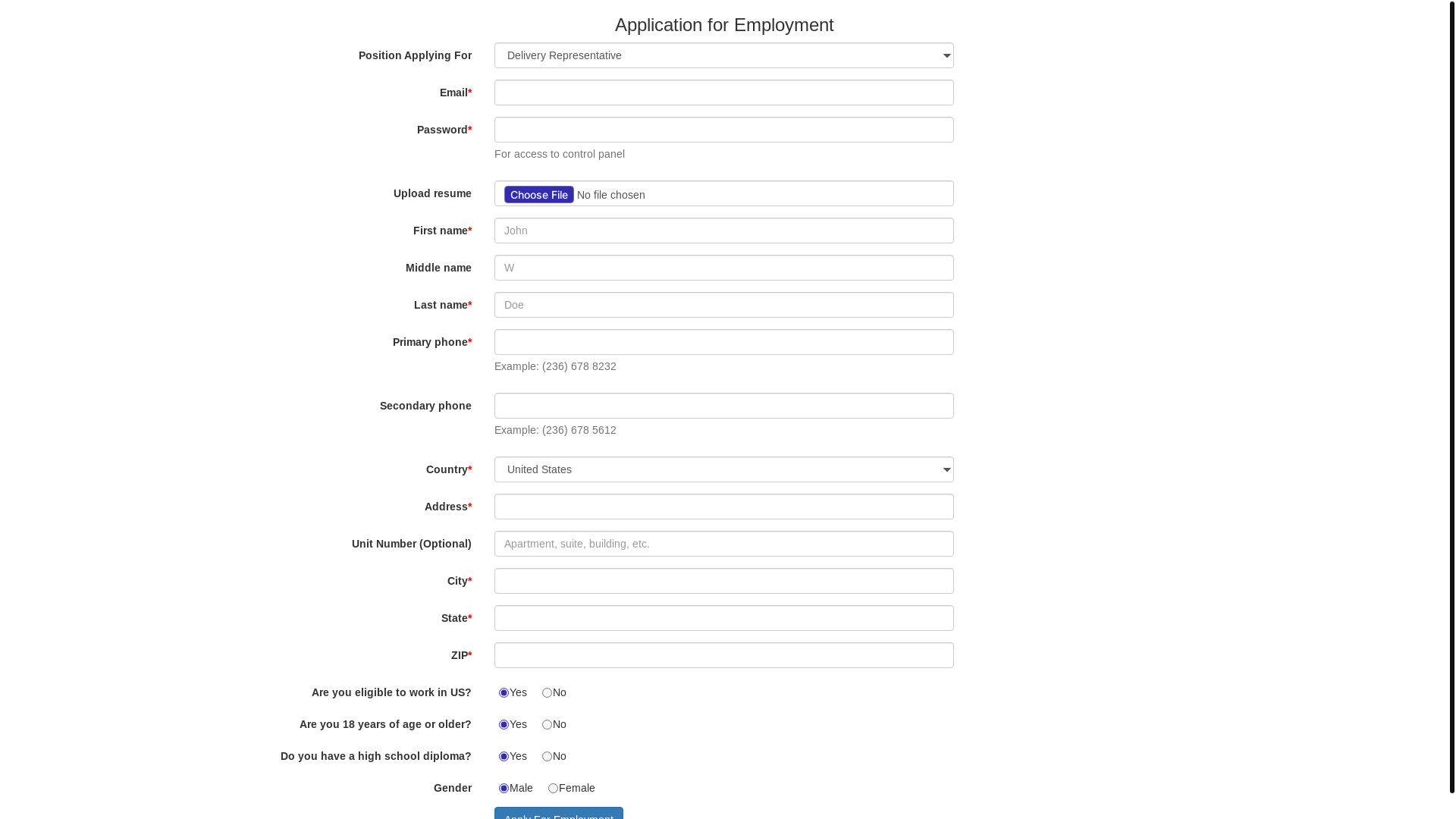website screenshot of https://cp.prefixgeneral.com/application