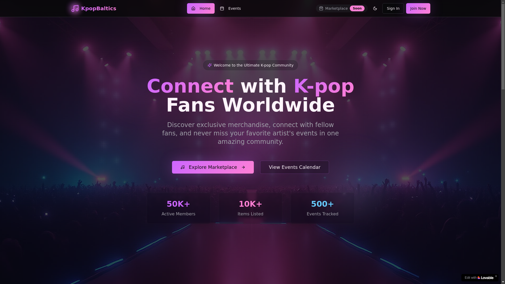 website screenshot of https://kpopbaltics.com/