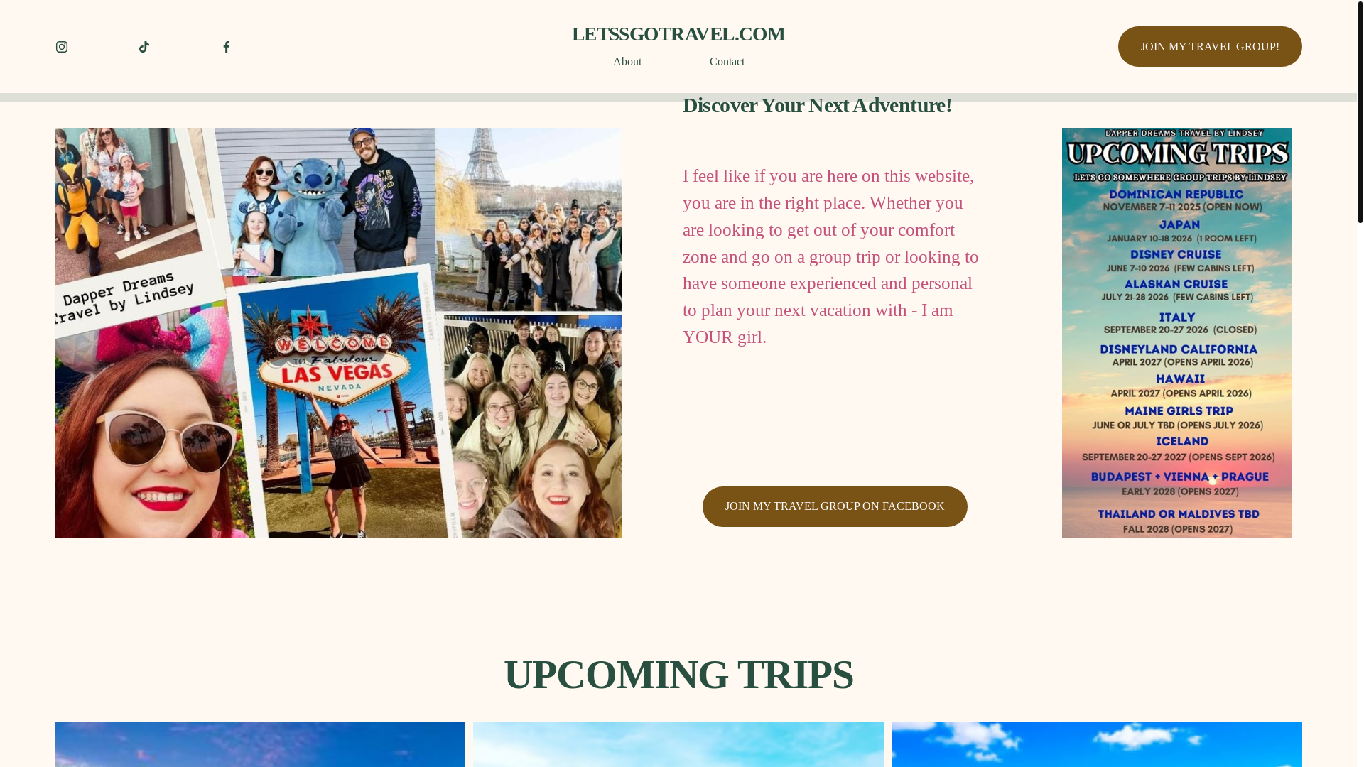 website screenshot of https://travelingwithlindsey.com/