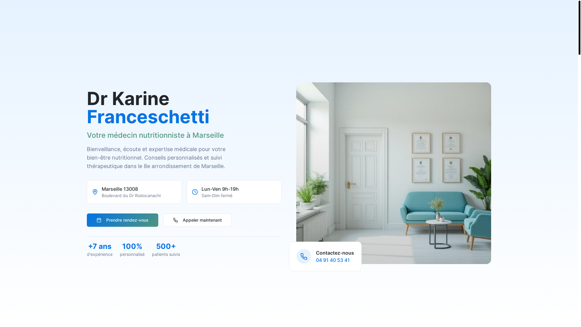 website screenshot of https://drkarinefranceschetti.pro/