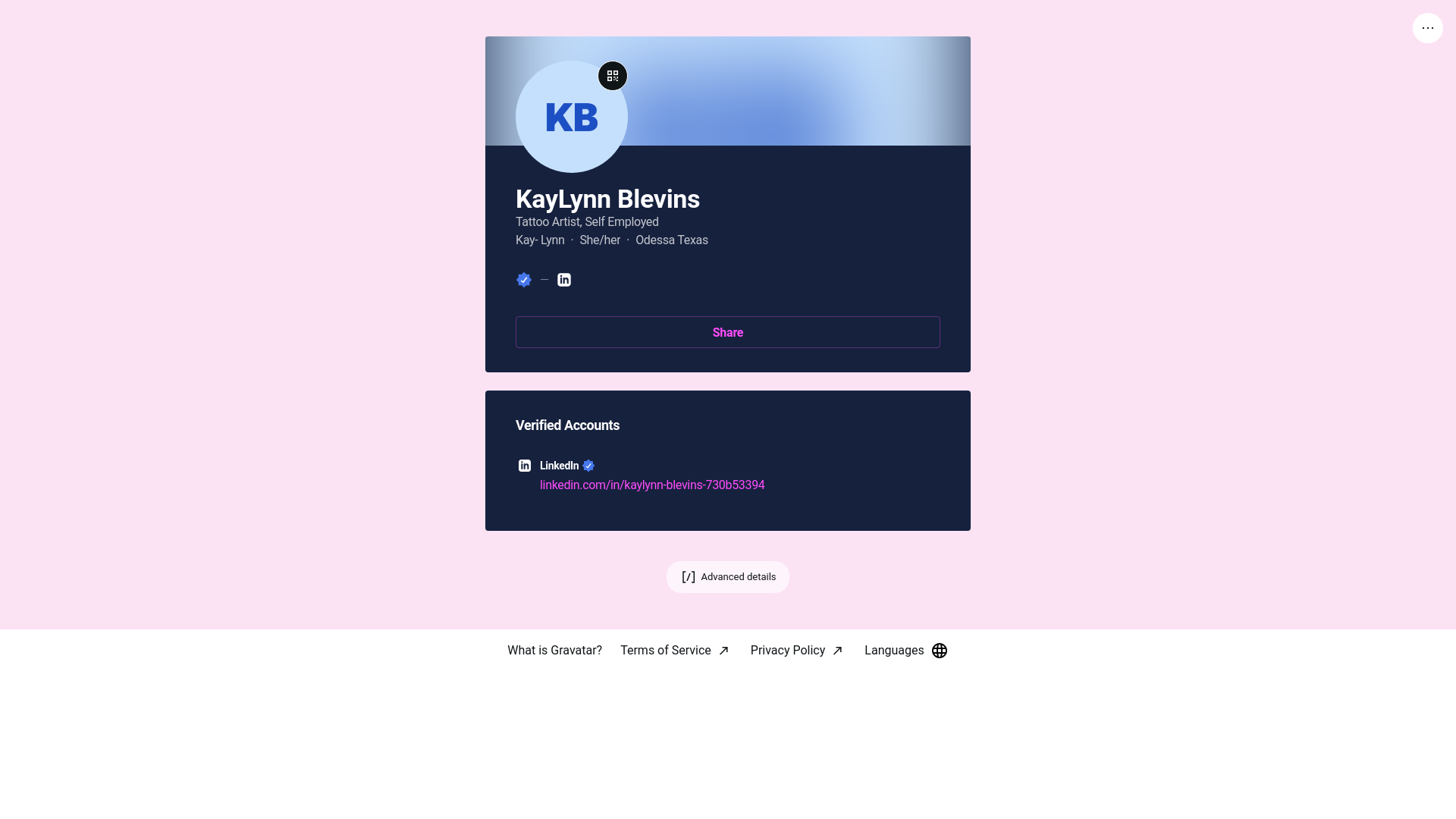 website screenshot of https://kaylynnblevins.life/