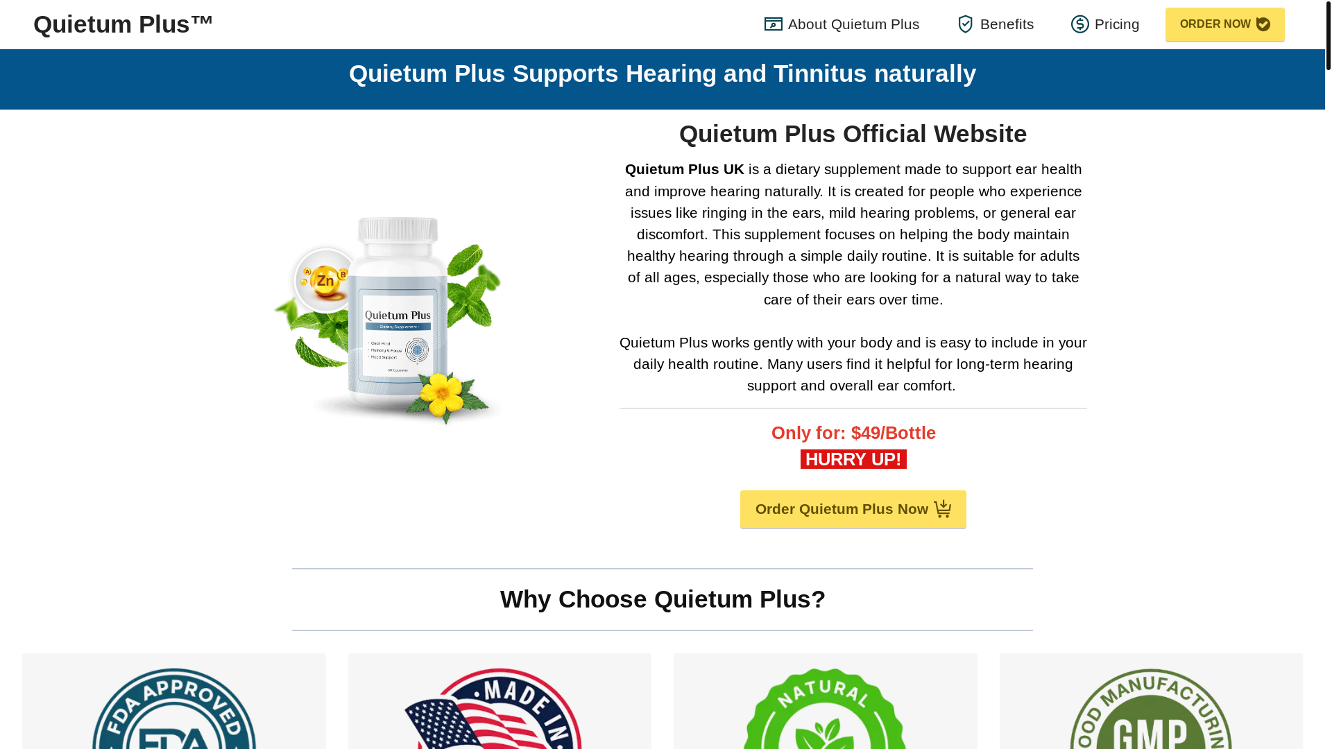 website screenshot of https://quietum-plus.uk/
