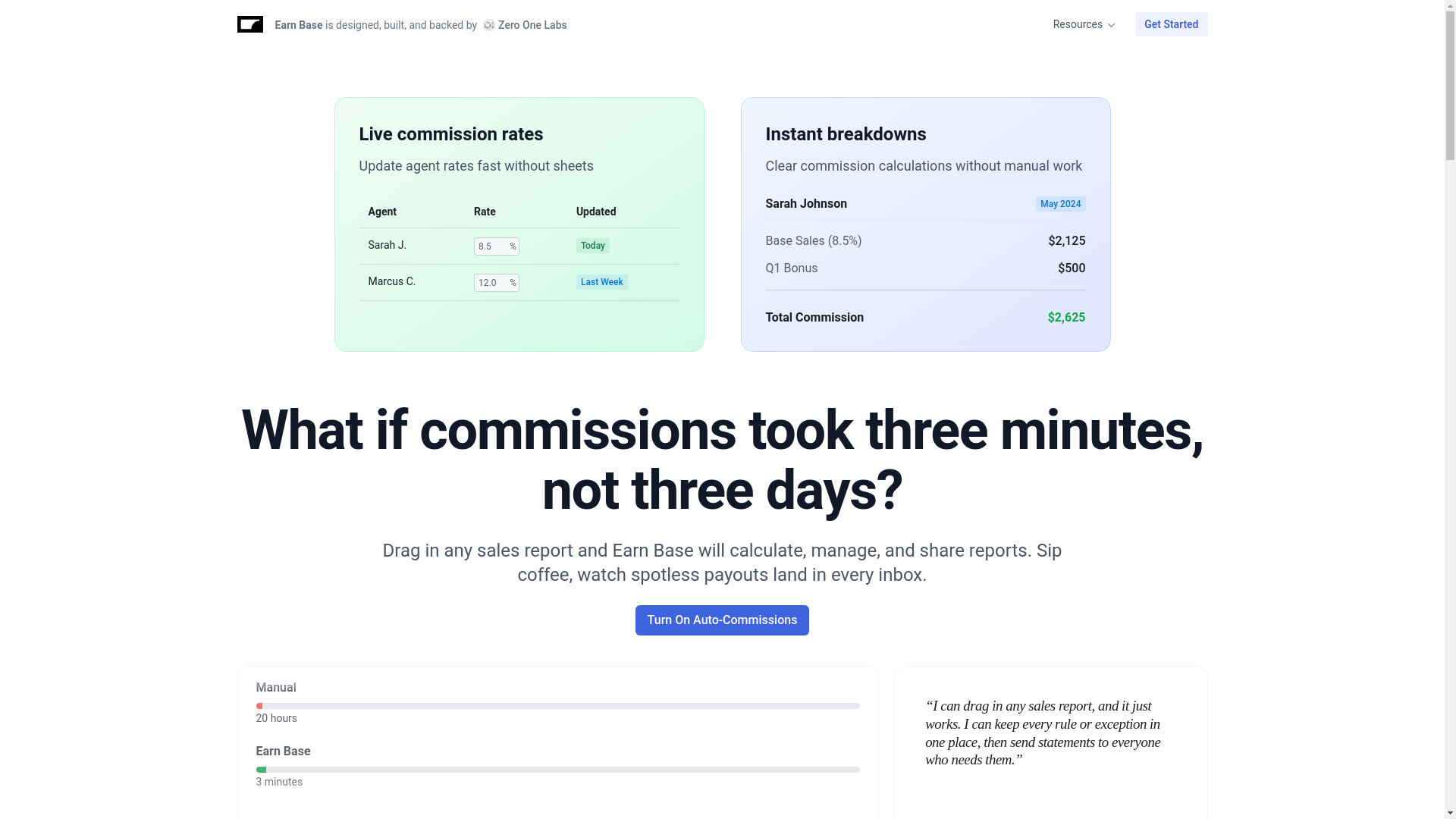 website screenshot of https://earnbase.no/