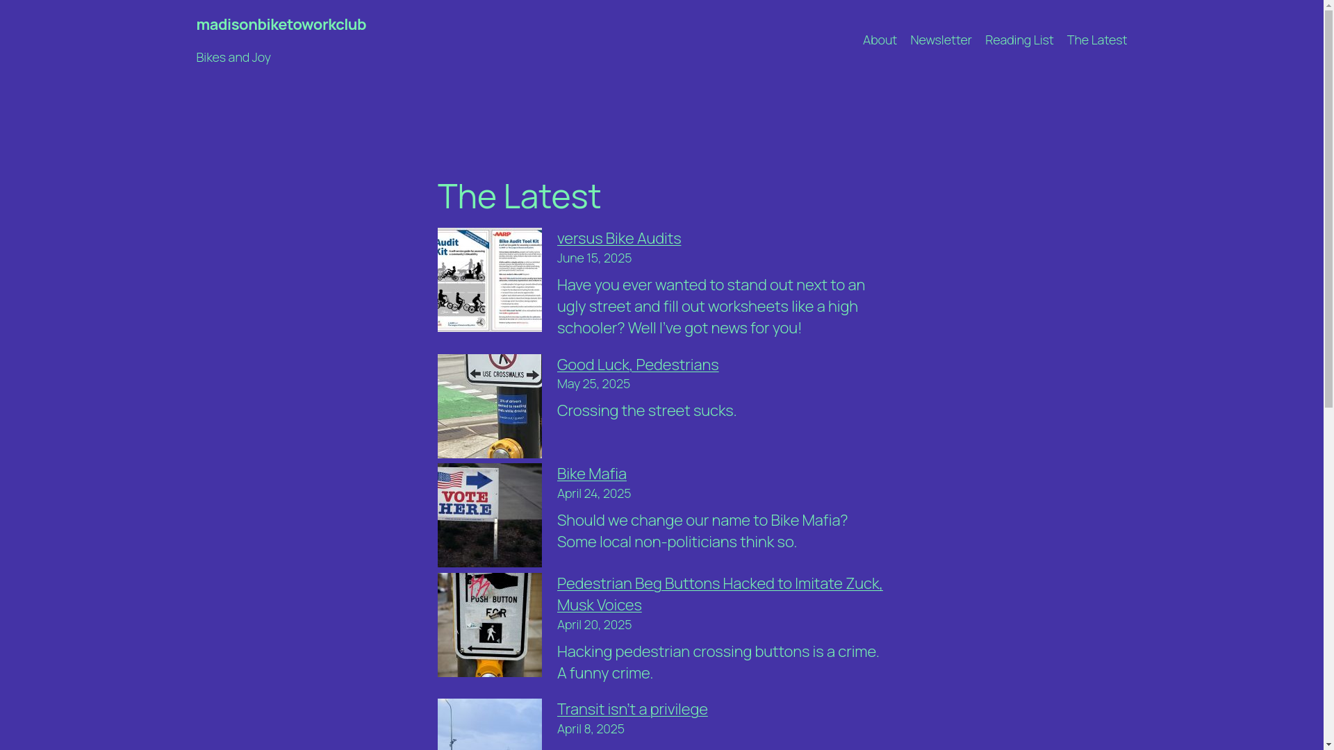 website screenshot of https://madisonbiketowork.club/