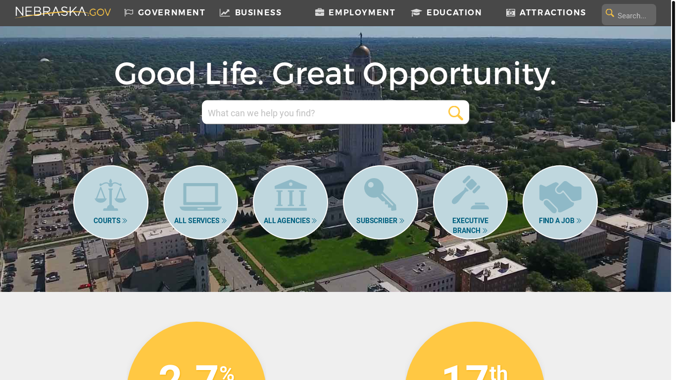 website screenshot of https://www.ne.gov/