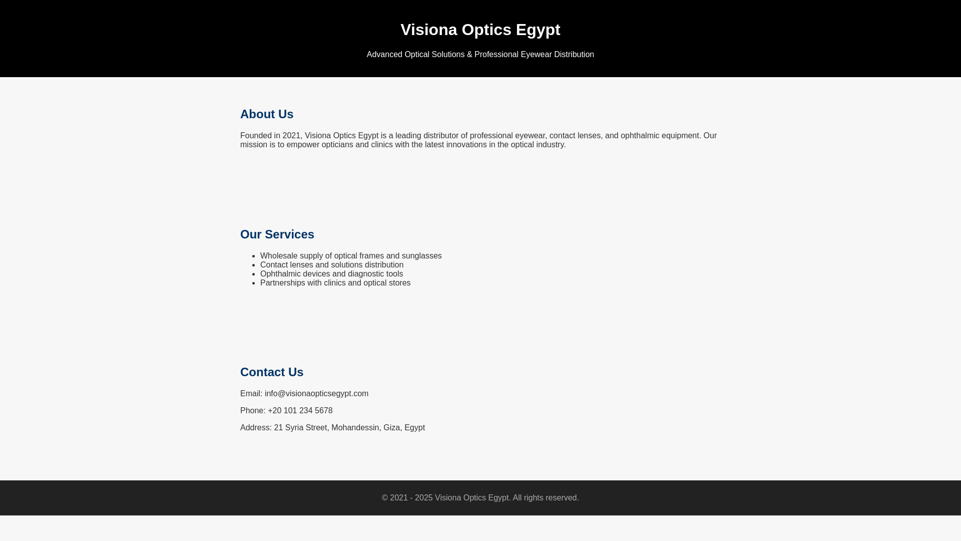 website screenshot of https://visionaopticsegypt.com/