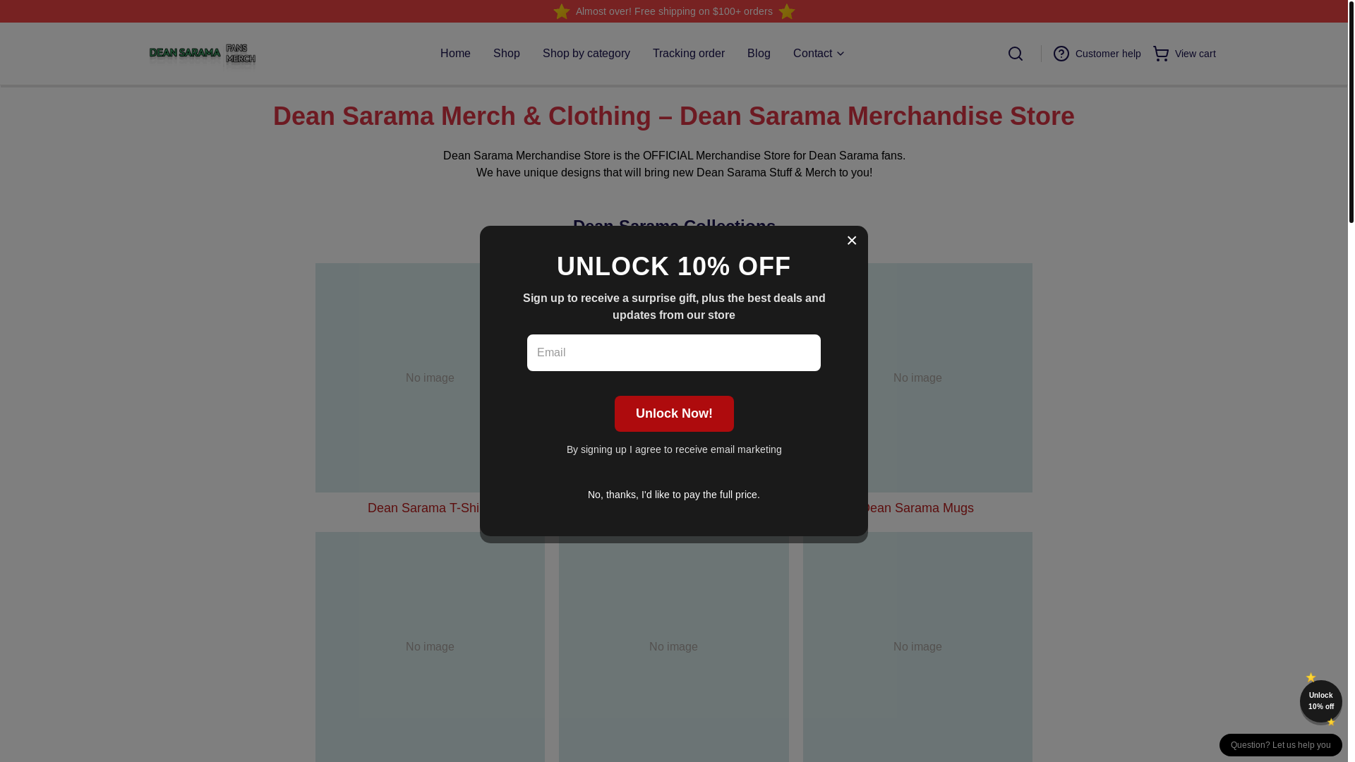 website screenshot of https://deansarama.shop/