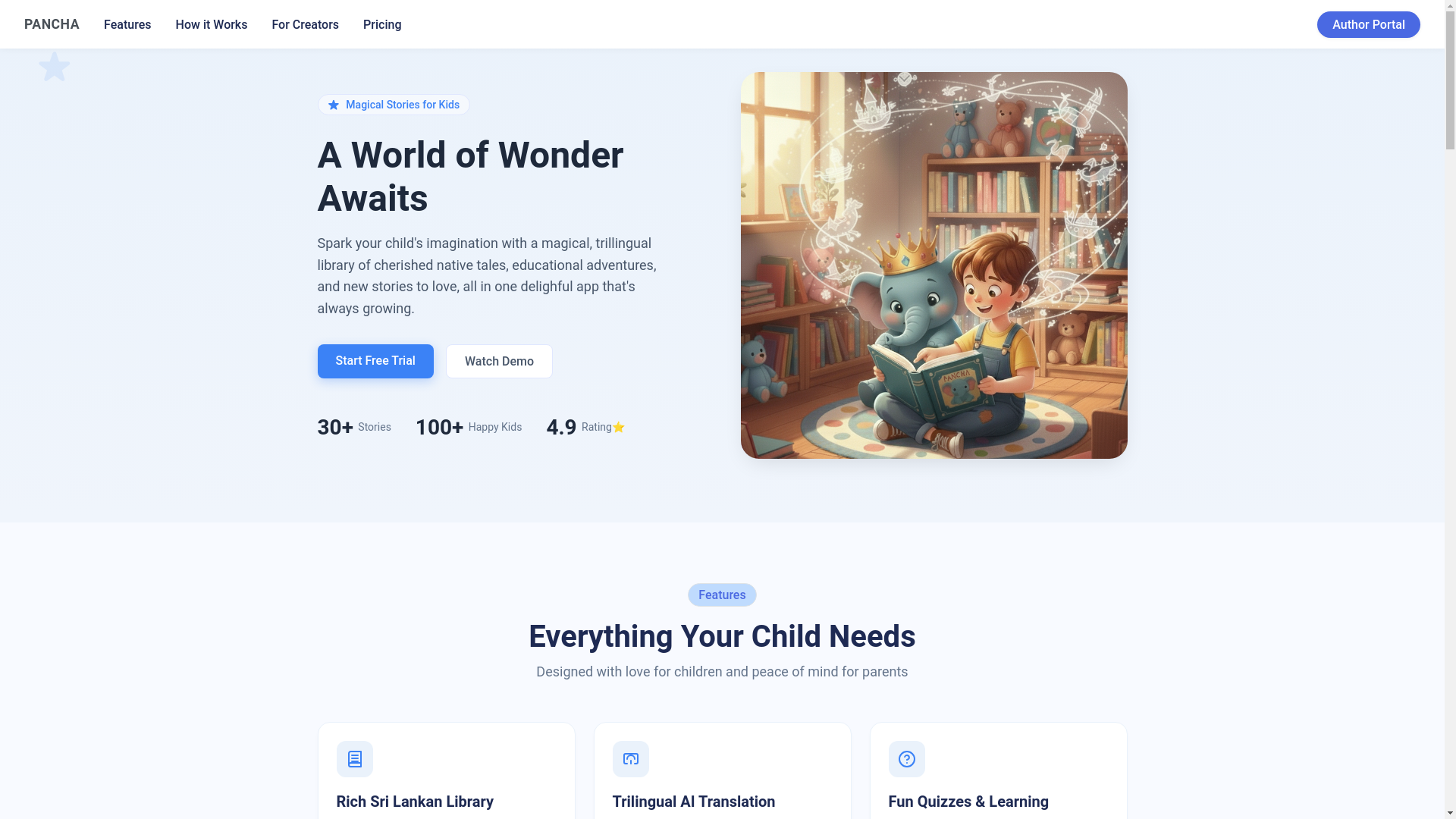 website screenshot of https://pancha.app/