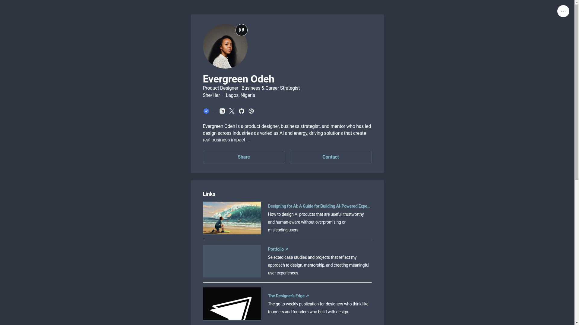 website screenshot of https://evergreenodeh.bio/