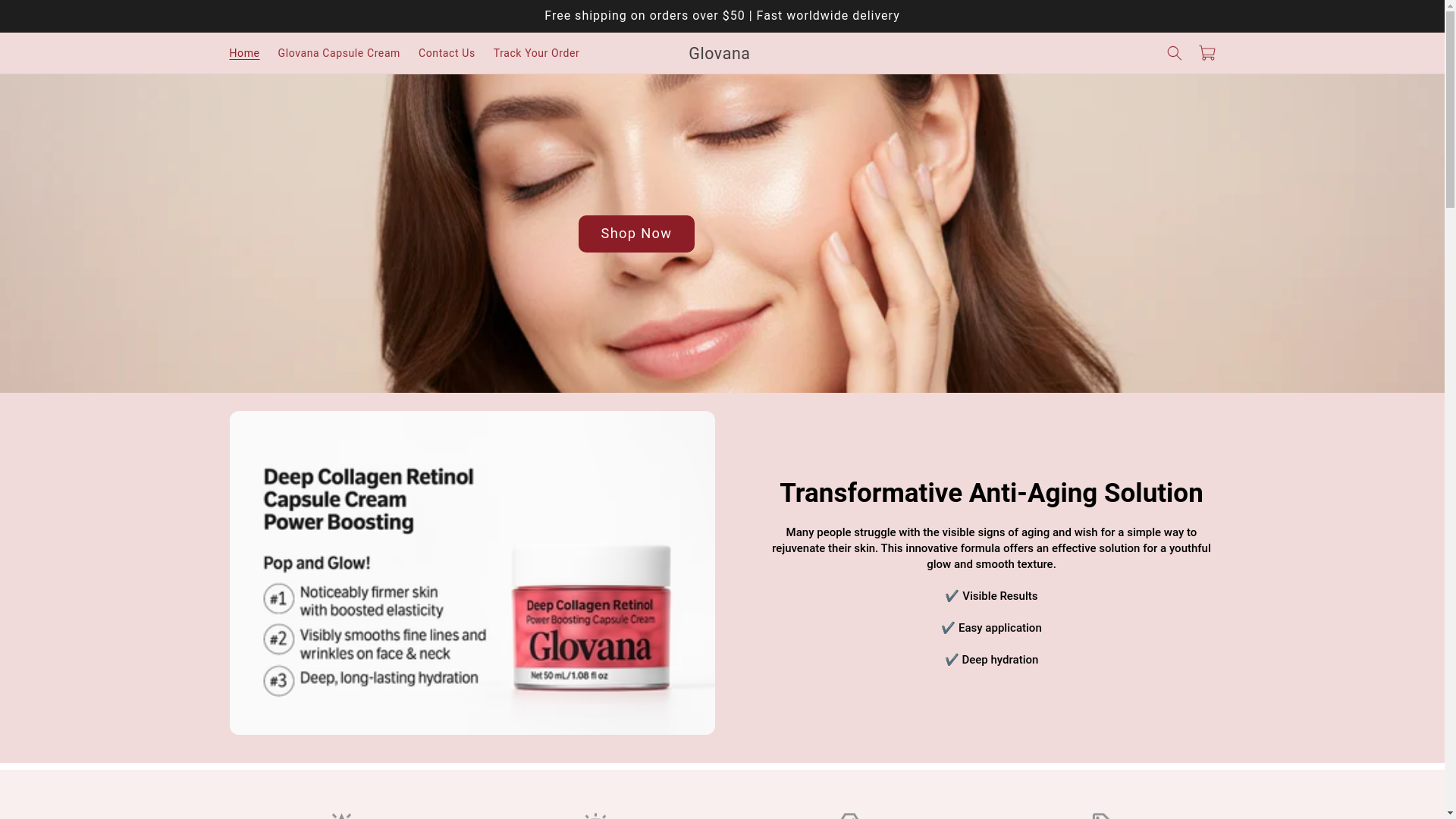 website screenshot of https://tryglovana.com/