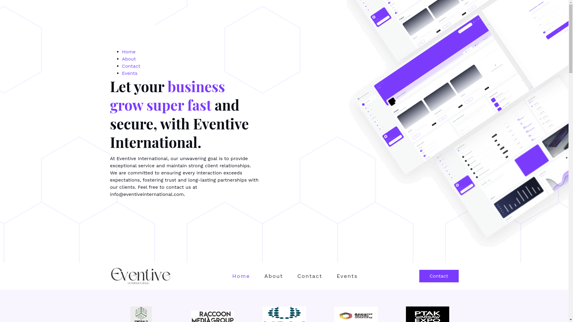 website screenshot of https://eventiveinternational.com/