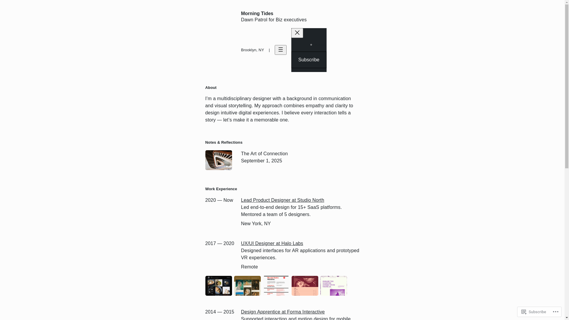 website screenshot of https://morningtides.co/