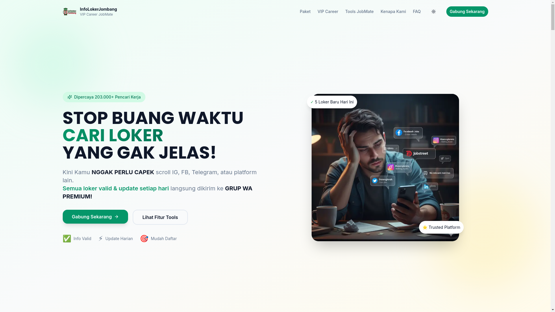 website screenshot of https://jobmate.web.id/
