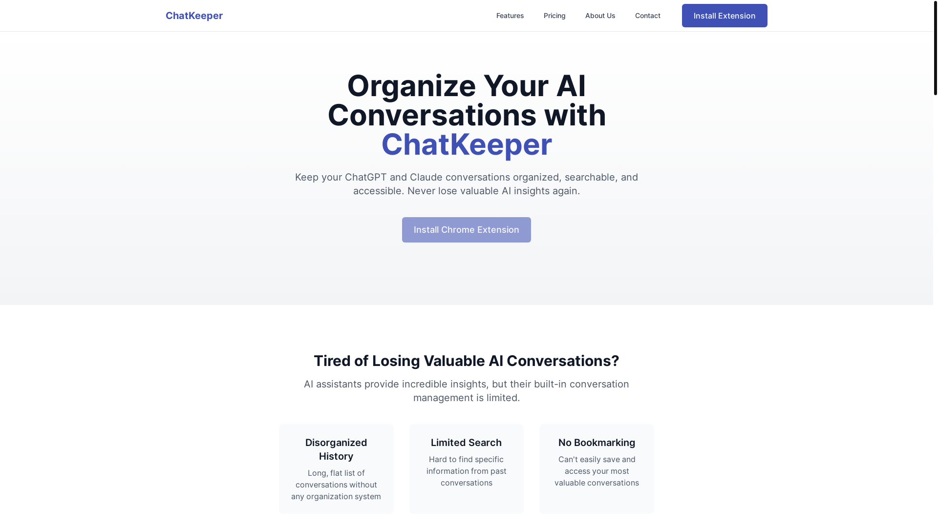 website screenshot of https://chatkeeper.cc/