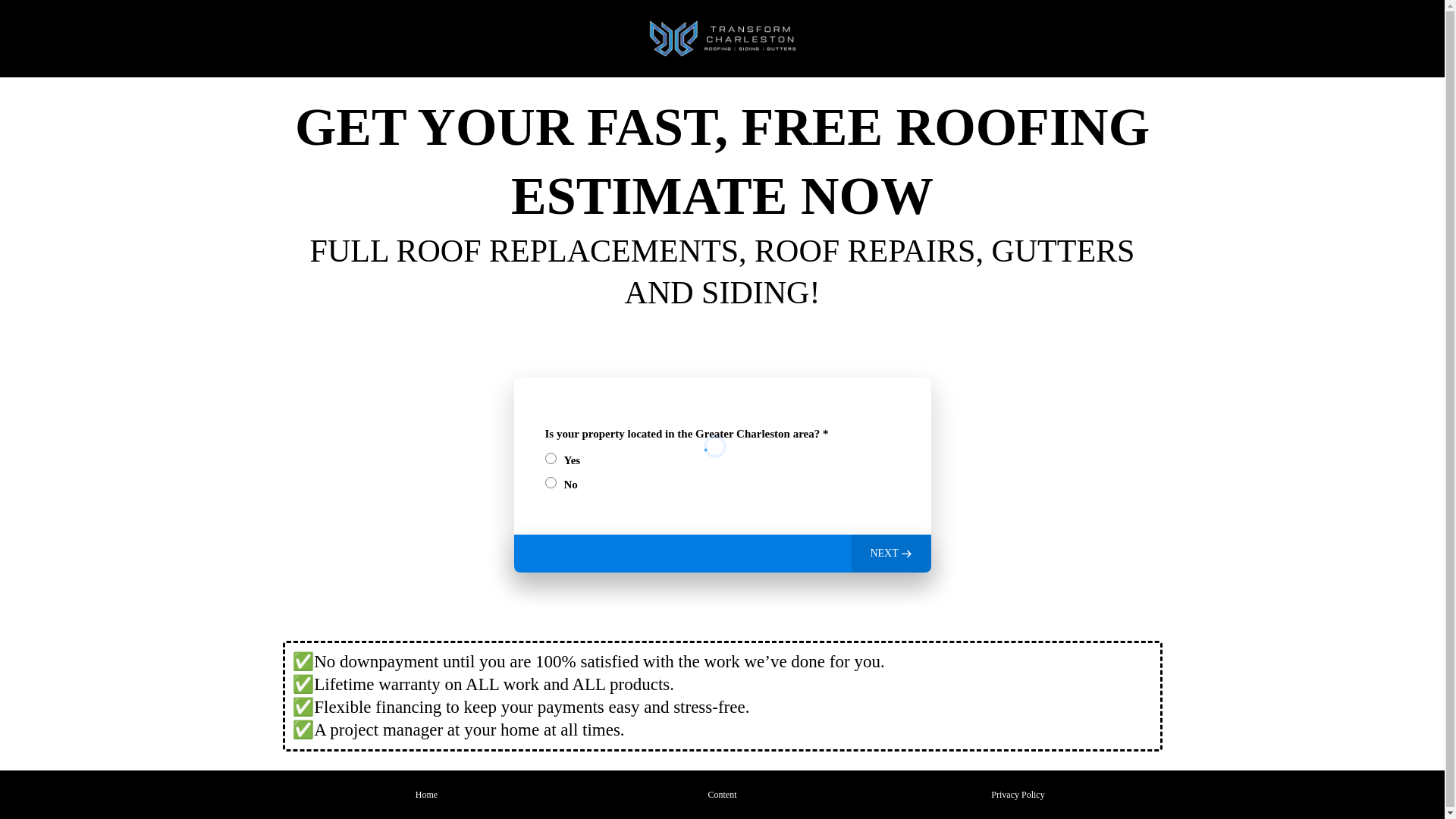 website screenshot of https://transformcharlestonroofing.com/