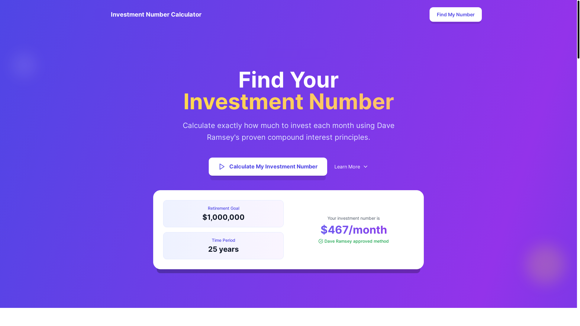 website screenshot of https://investmentnumber.net/