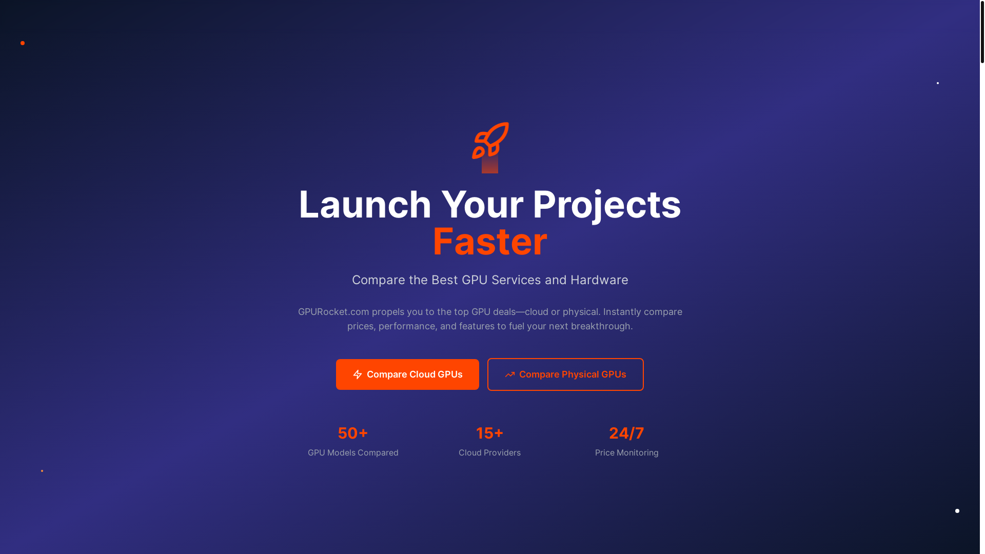 website screenshot of https://gpurocket.com/