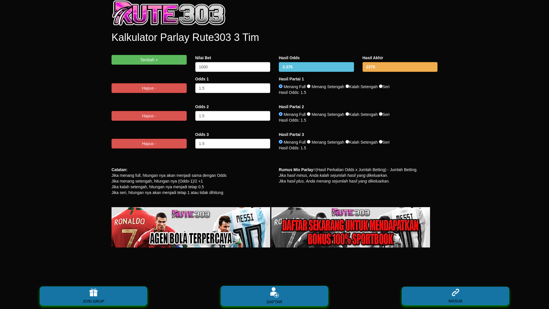website screenshot of https://kalkulatorparlay-rute303.pages.dev/