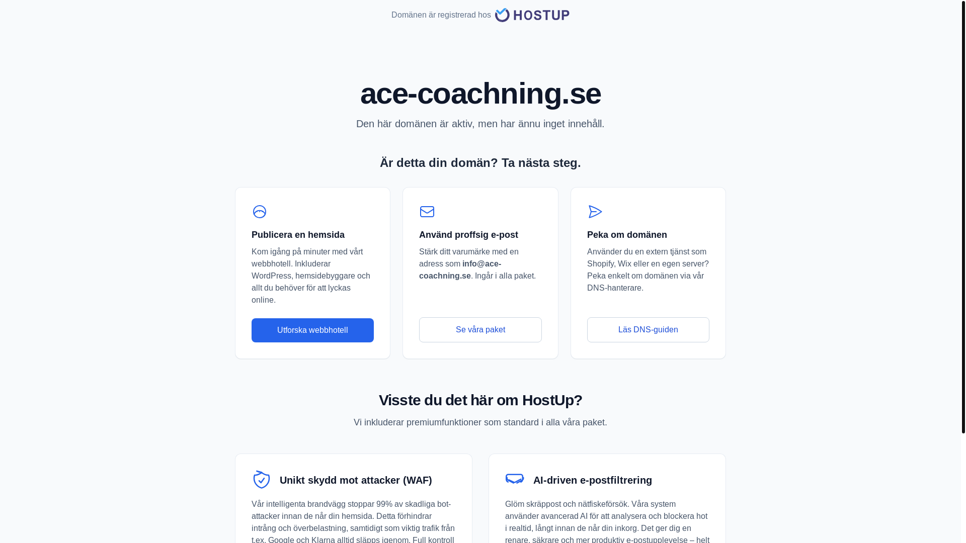website screenshot of https://ace-coachning.se/
