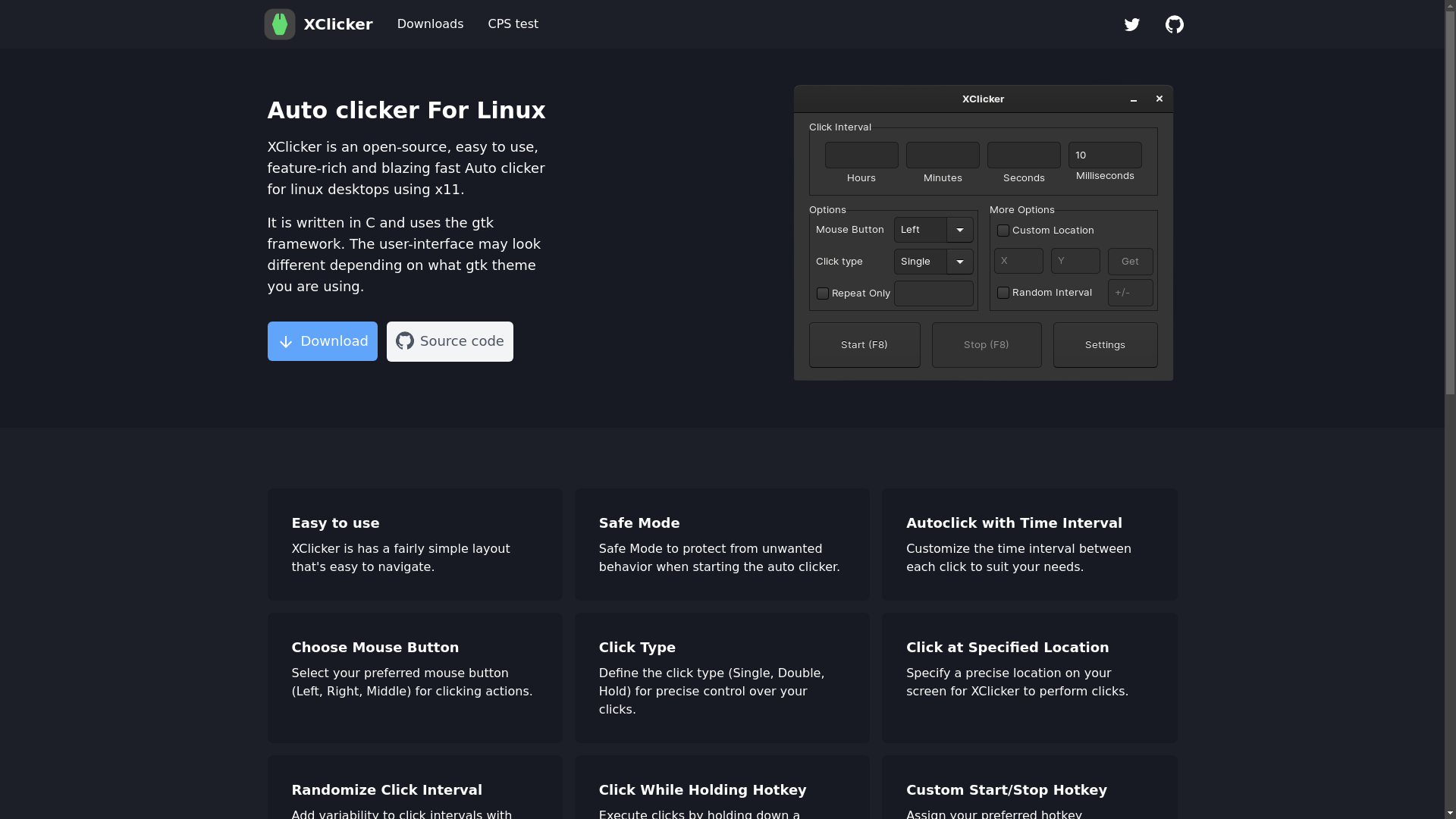 website screenshot of https://xclicker.xyz/
