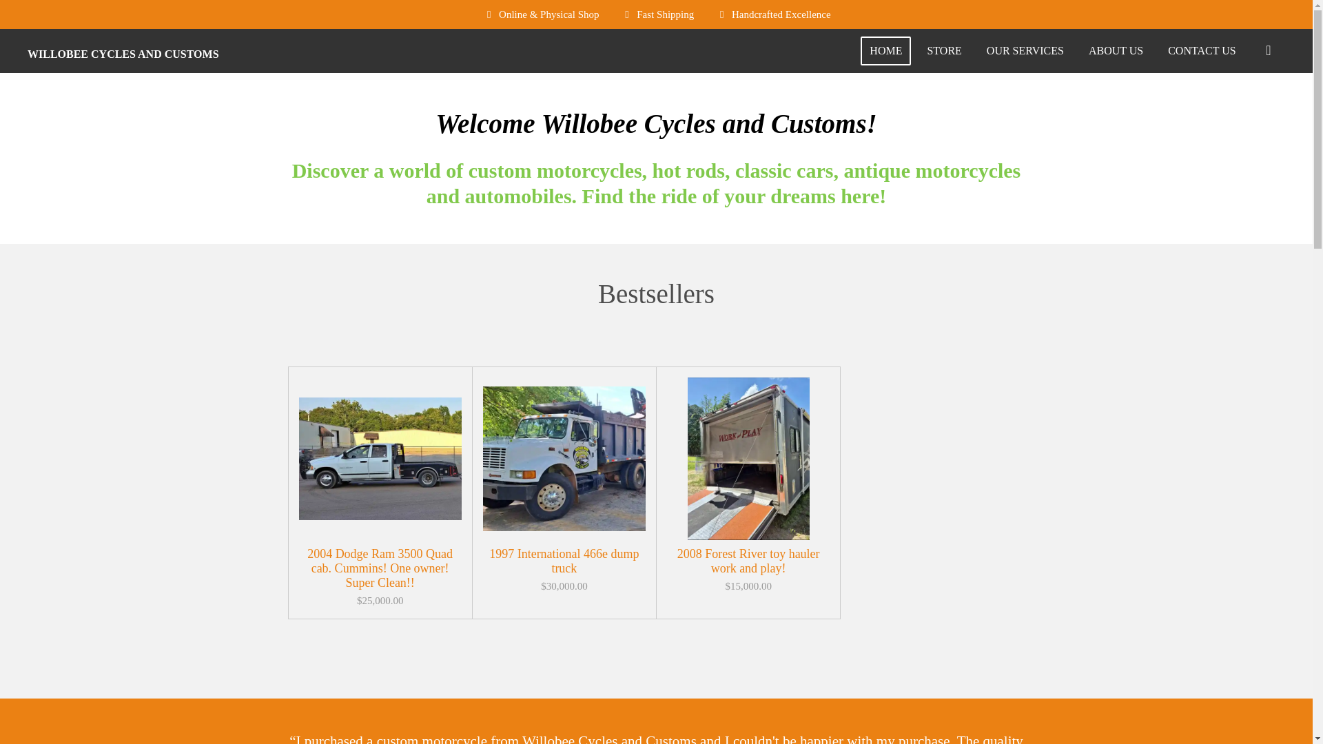 website screenshot of https://willobeecyclesandcustoms.com/