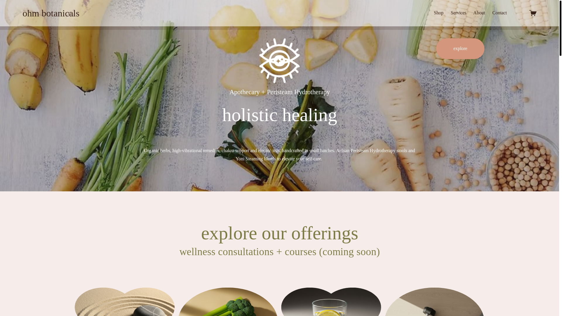 website screenshot of https://ohmbotanicals.com/