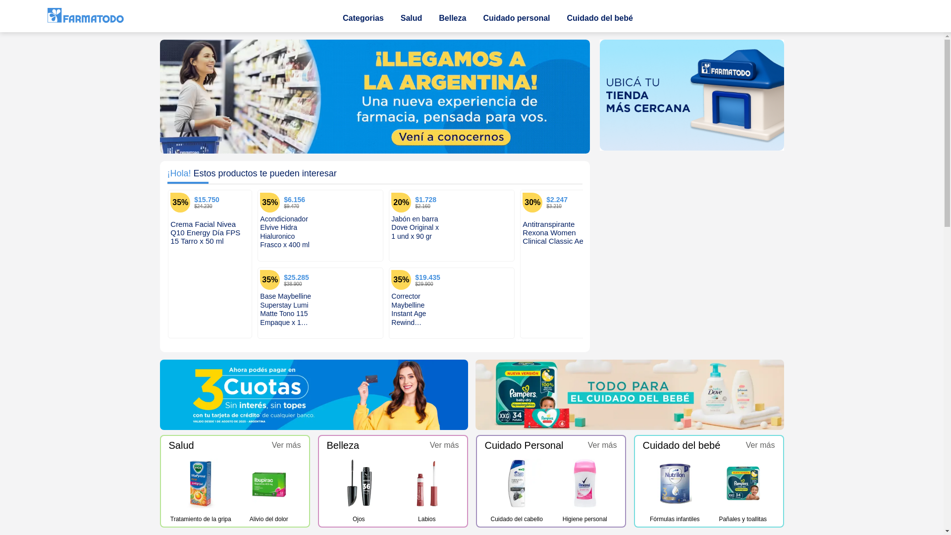 website screenshot of https://www.farmatodo.com.ar