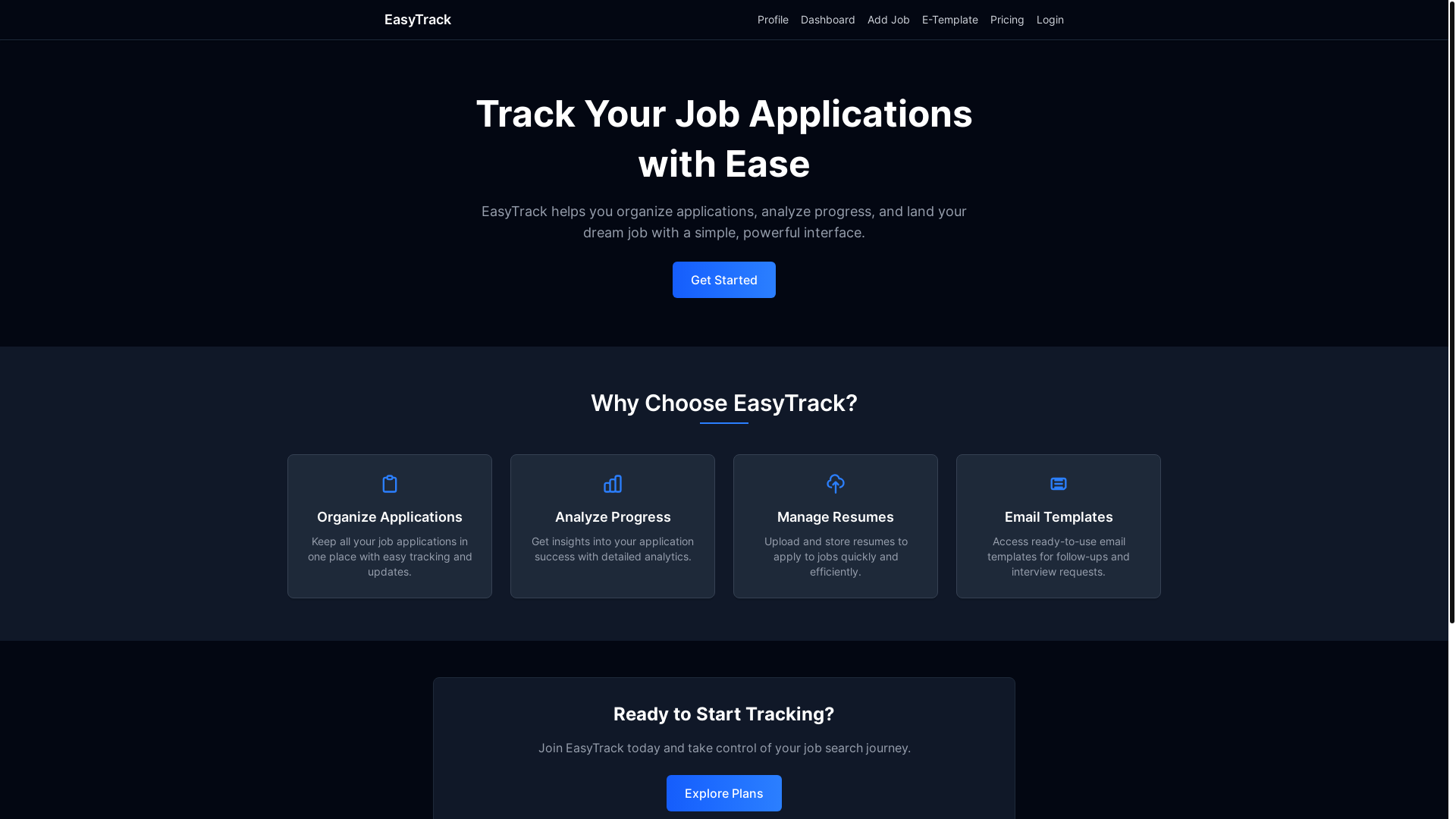 website screenshot of https://eazietrack.xyz/