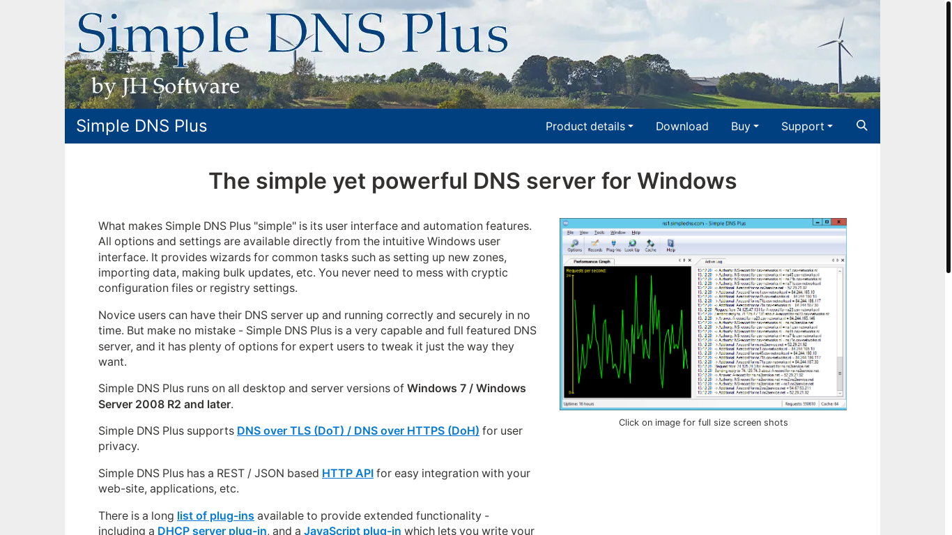 website screenshot of https://simpledns.plus